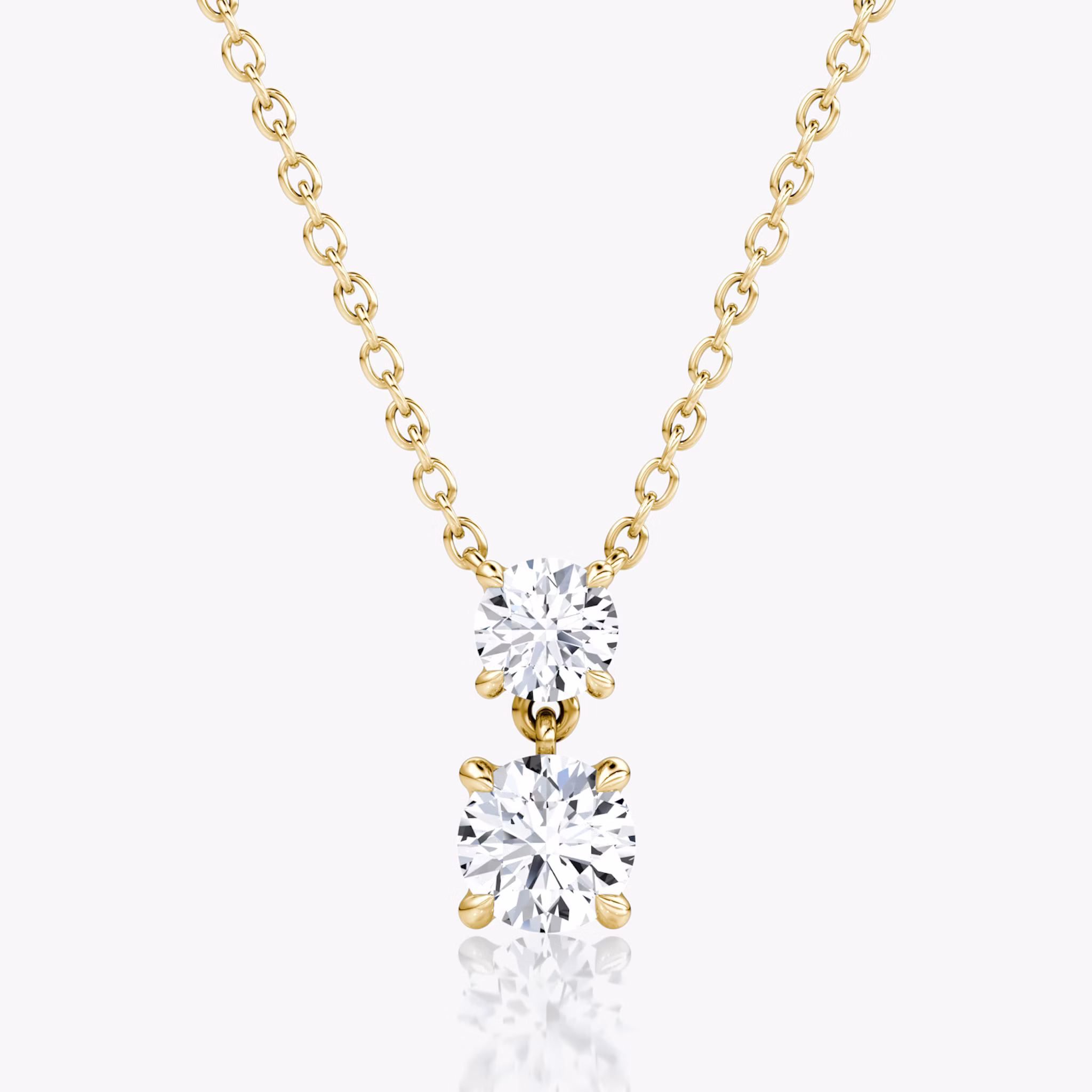 Signature Duo Drop Necklace | Round Brilliant and Round Brilliant | 14k | Yellow Gold | caratWeight: 0.75ct