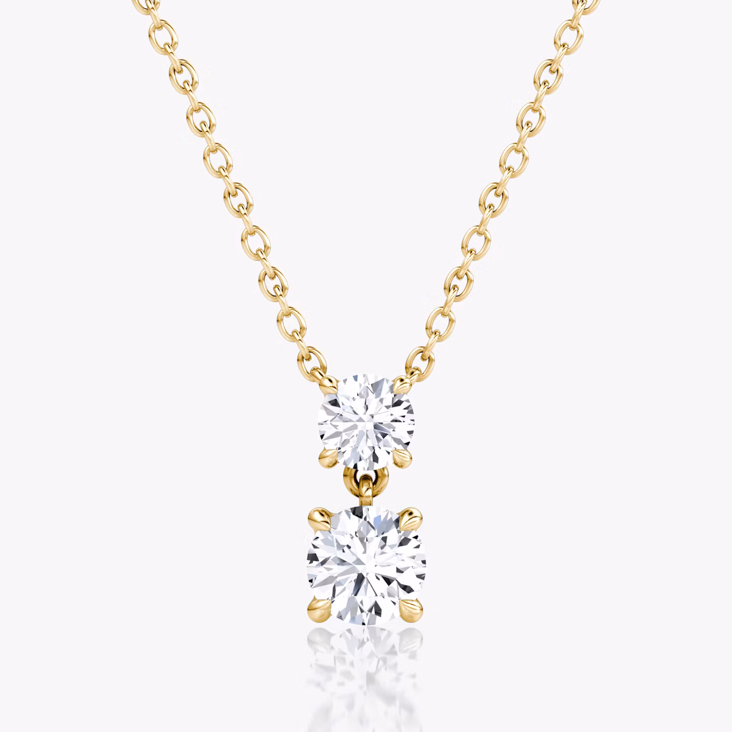 Signature Duo Drop Necklace | Round Brilliant and Round Brilliant | 14k | Yellow Gold | caratWeight: 0.75ct