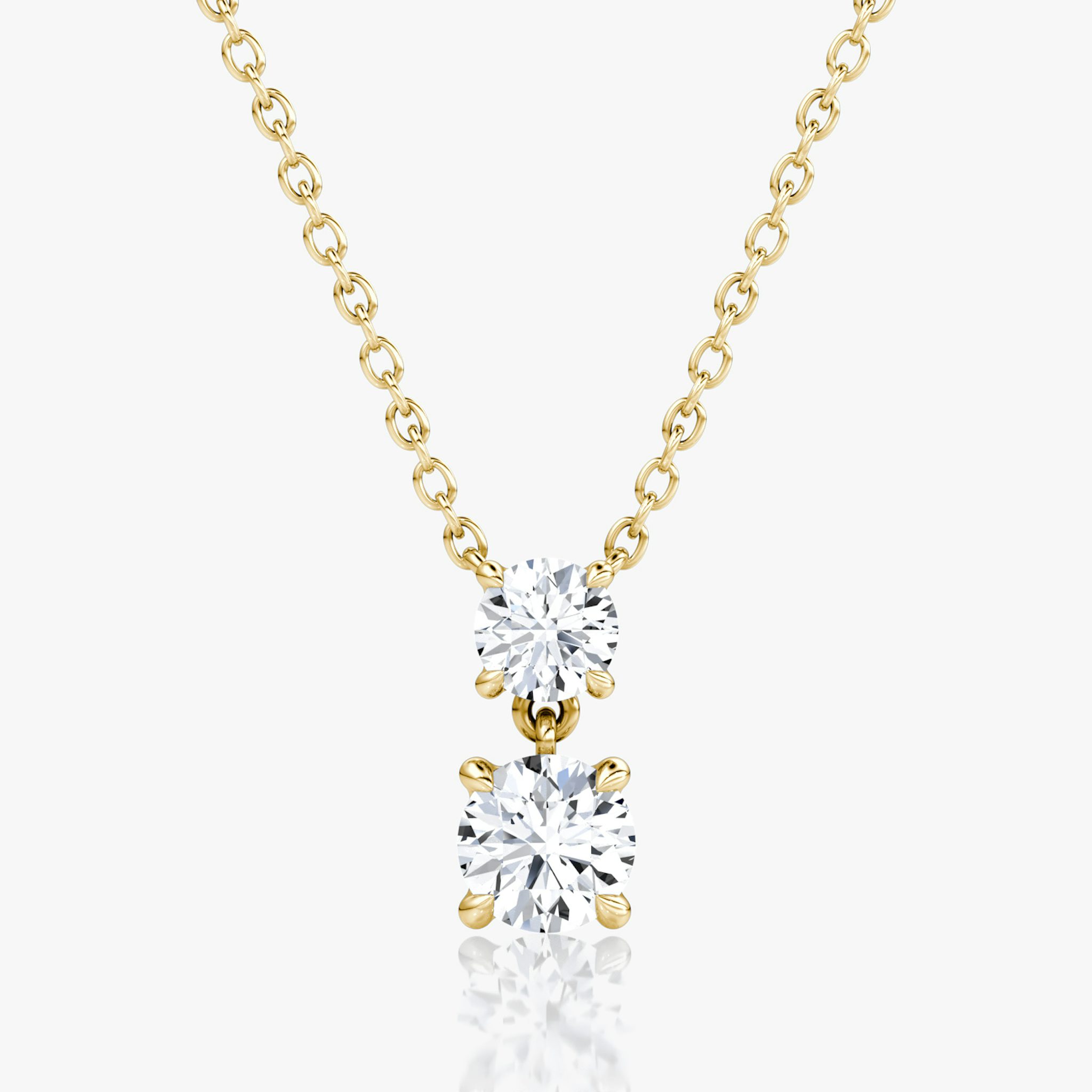 Signature Duo Drop Necklace | Round Brilliant and Round Brilliant | 14k | Yellow Gold | caratWeight: 0.75ct