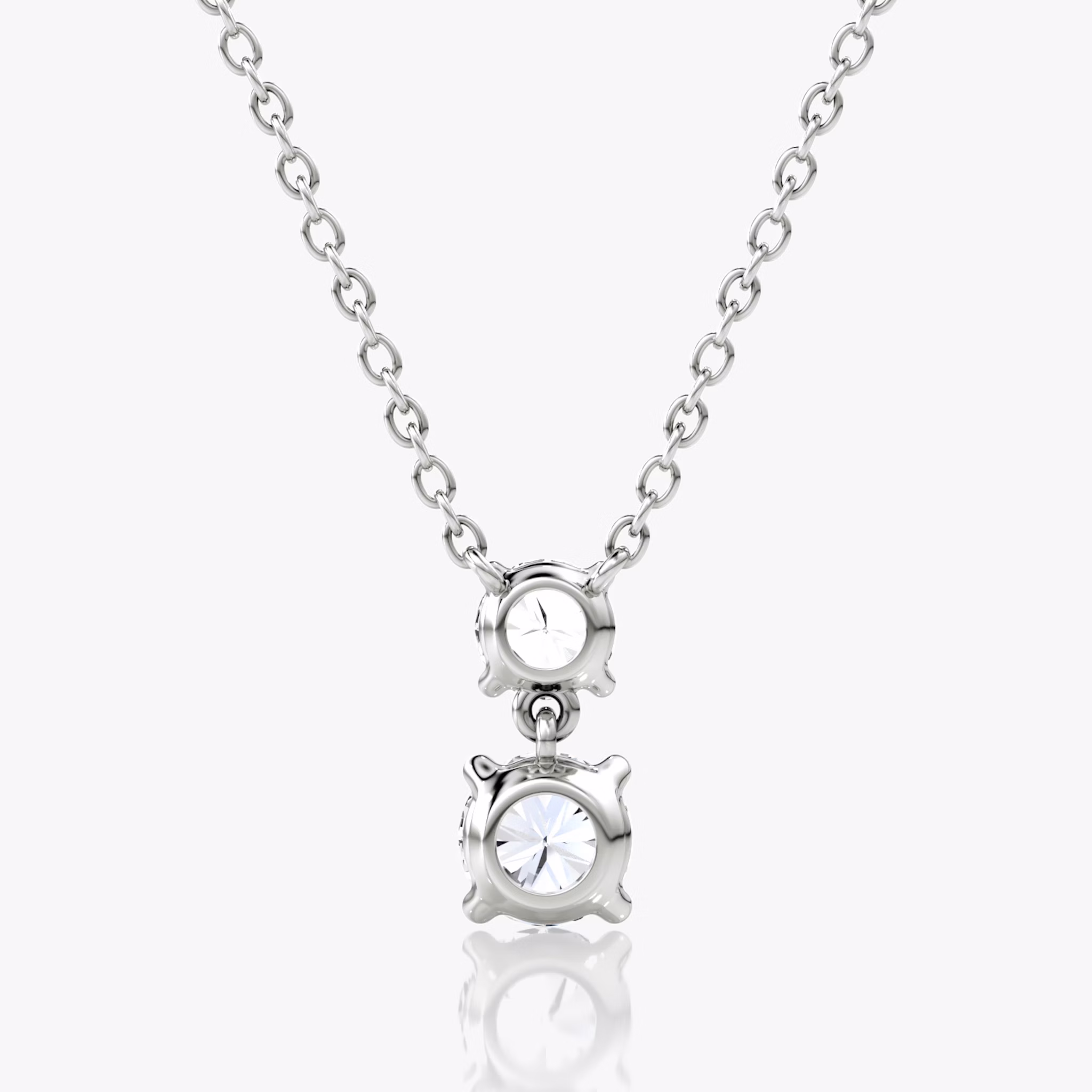 Signature Duo Drop Necklace | Round Brilliant and Round Brilliant | 14k | White Gold | caratWeight: 0.75ct
