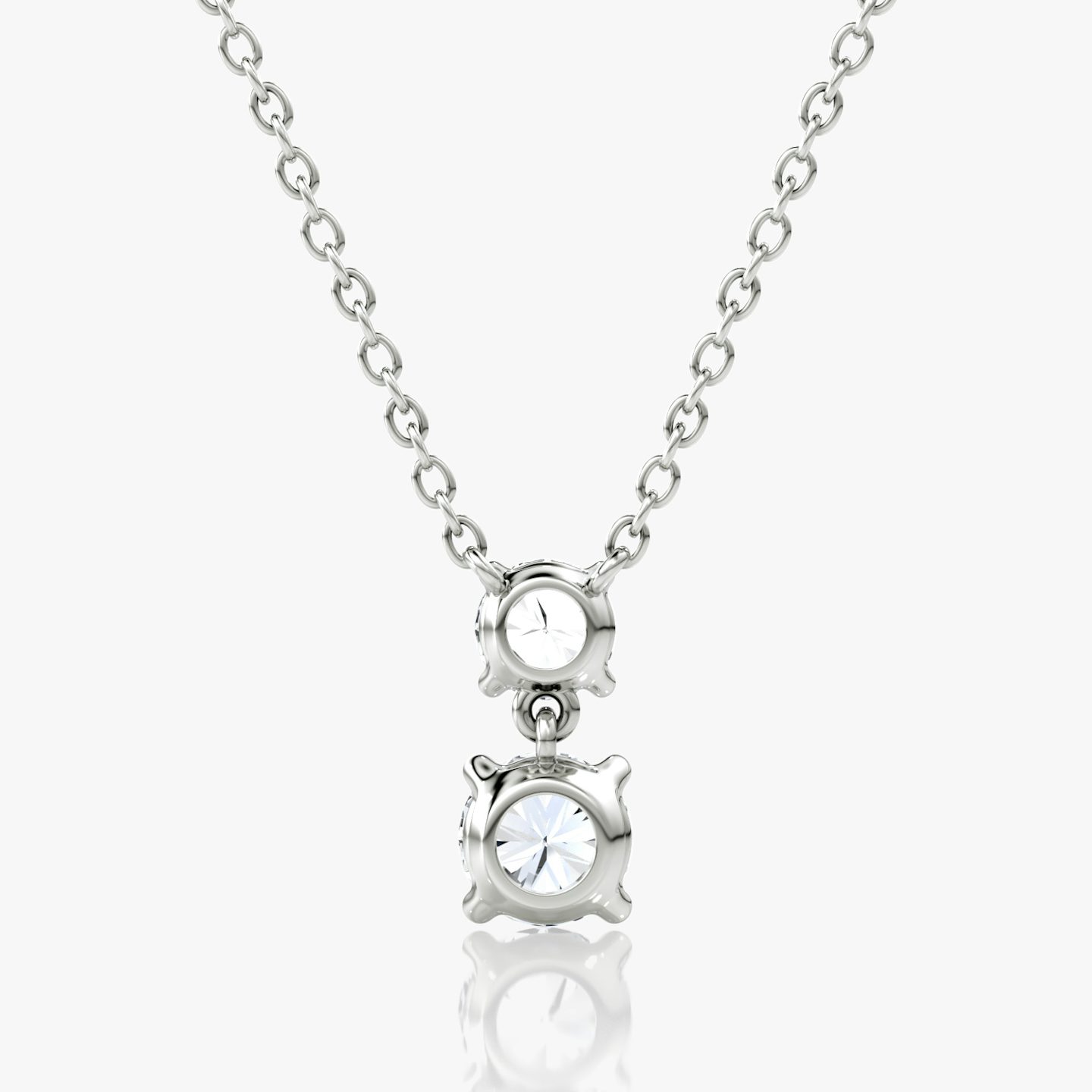 Signature Duo Drop Necklace | Round Brilliant and Round Brilliant | 14k | White Gold | caratWeight: 0.75ct