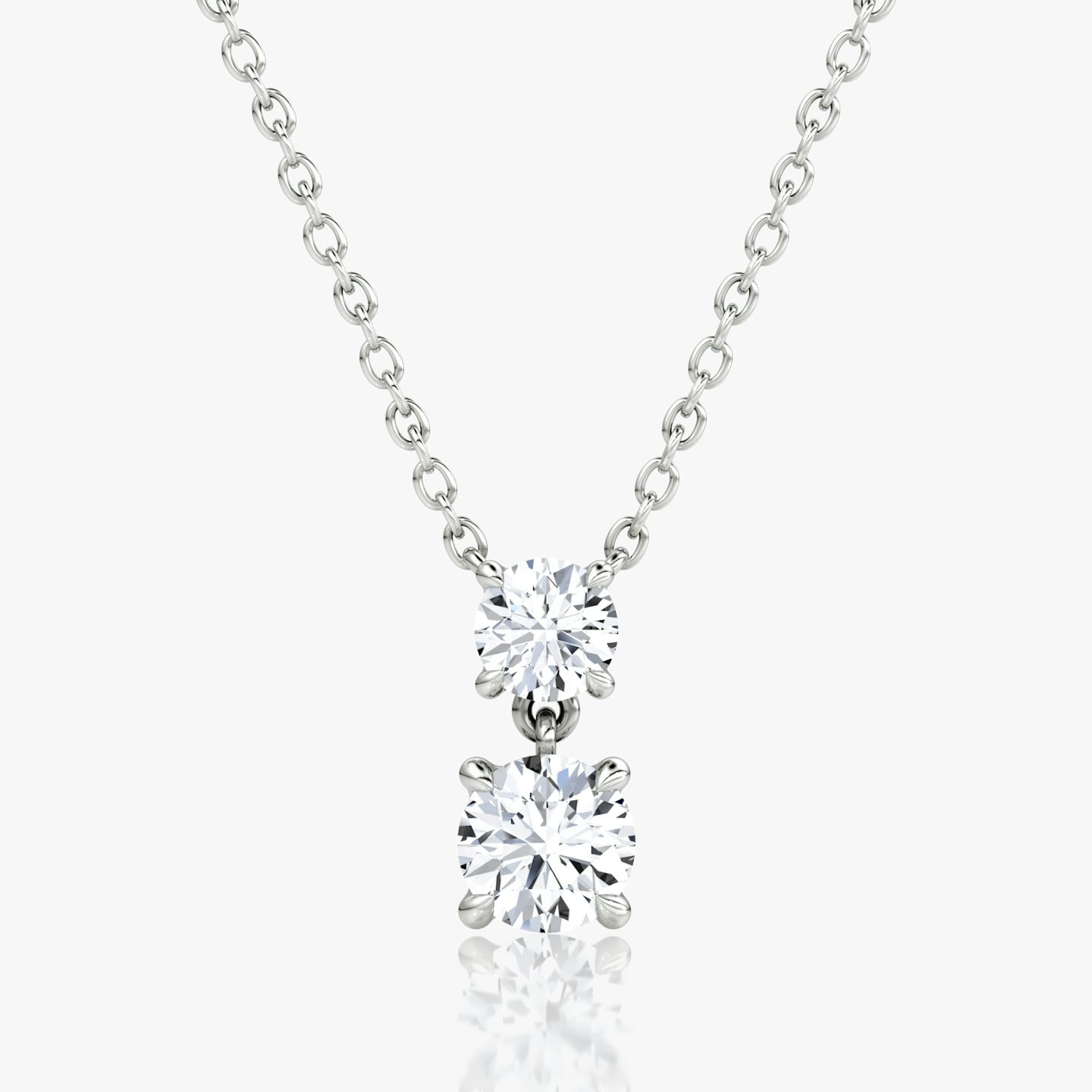 Signature Duo Drop Necklace | Round Brilliant and Round Brilliant | 14k | White Gold | caratWeight: 0.75ct