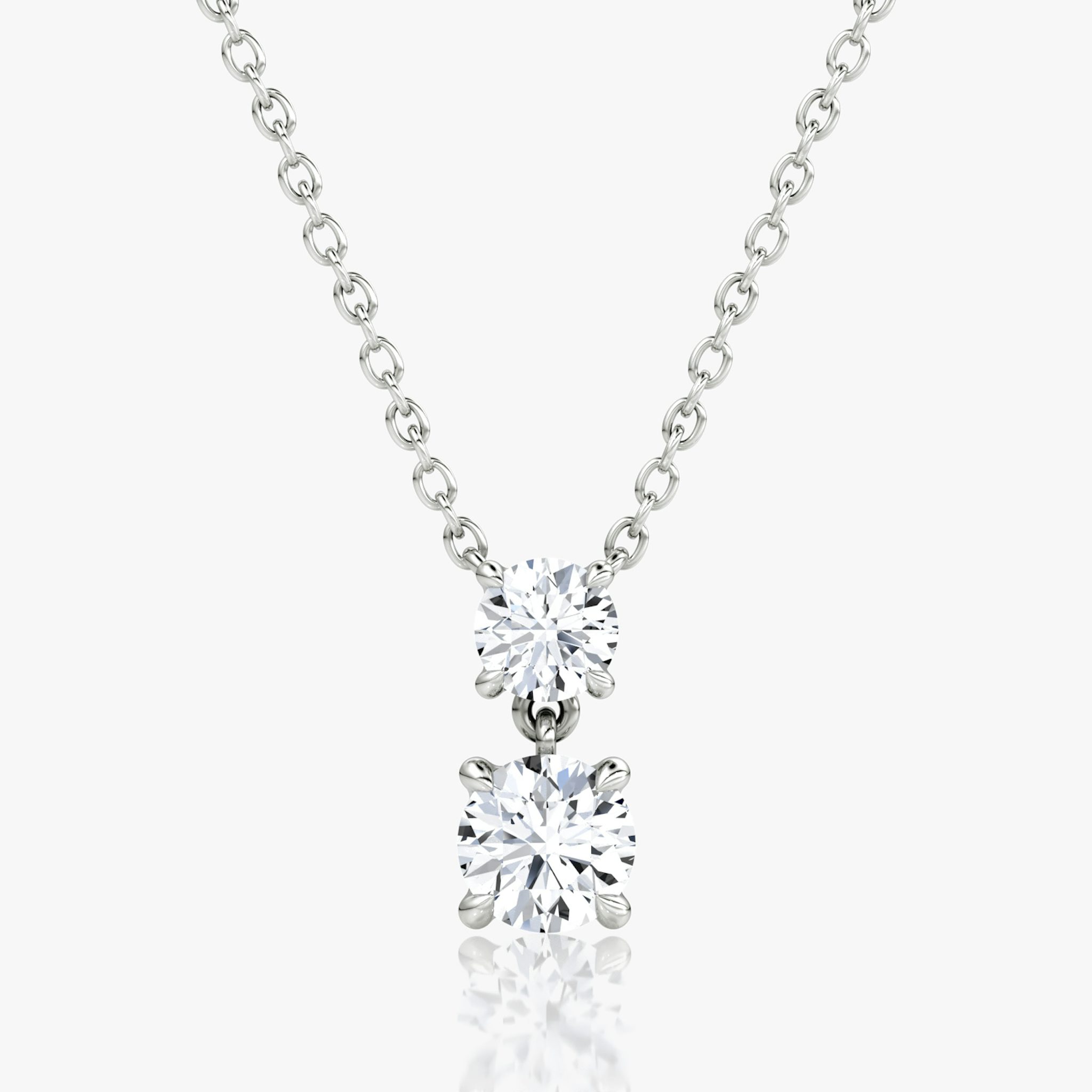 Signature Duo Drop Necklace | Round Brilliant and Round Brilliant | 14k | White Gold | caratWeight: 0.75ct