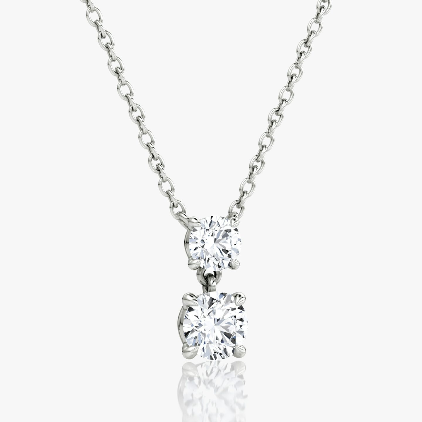 Signature Duo Drop Necklace | Round Brilliant and Round Brilliant | 14k | White Gold | caratWeight: 0.75ct