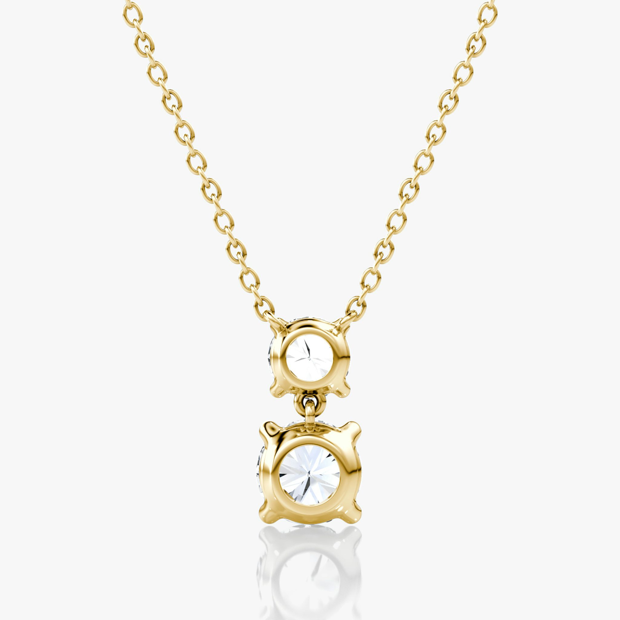 Signature Duo Drop Necklace | Round Brilliant and Round Brilliant | 14k | Yellow Gold | caratWeight: 1.50ct