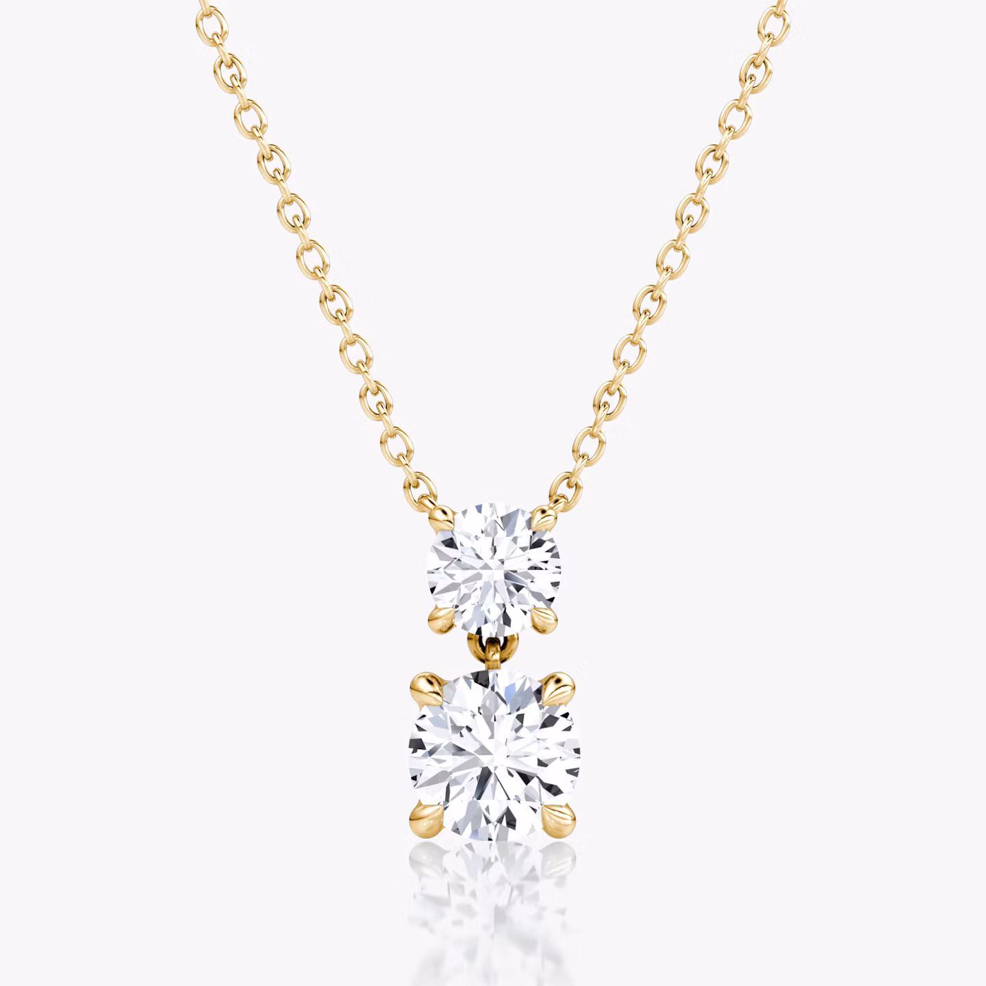 Signature Duo Drop Necklace | Round Brilliant and Round Brilliant | 14k | Yellow Gold | caratWeight: 1.50ct