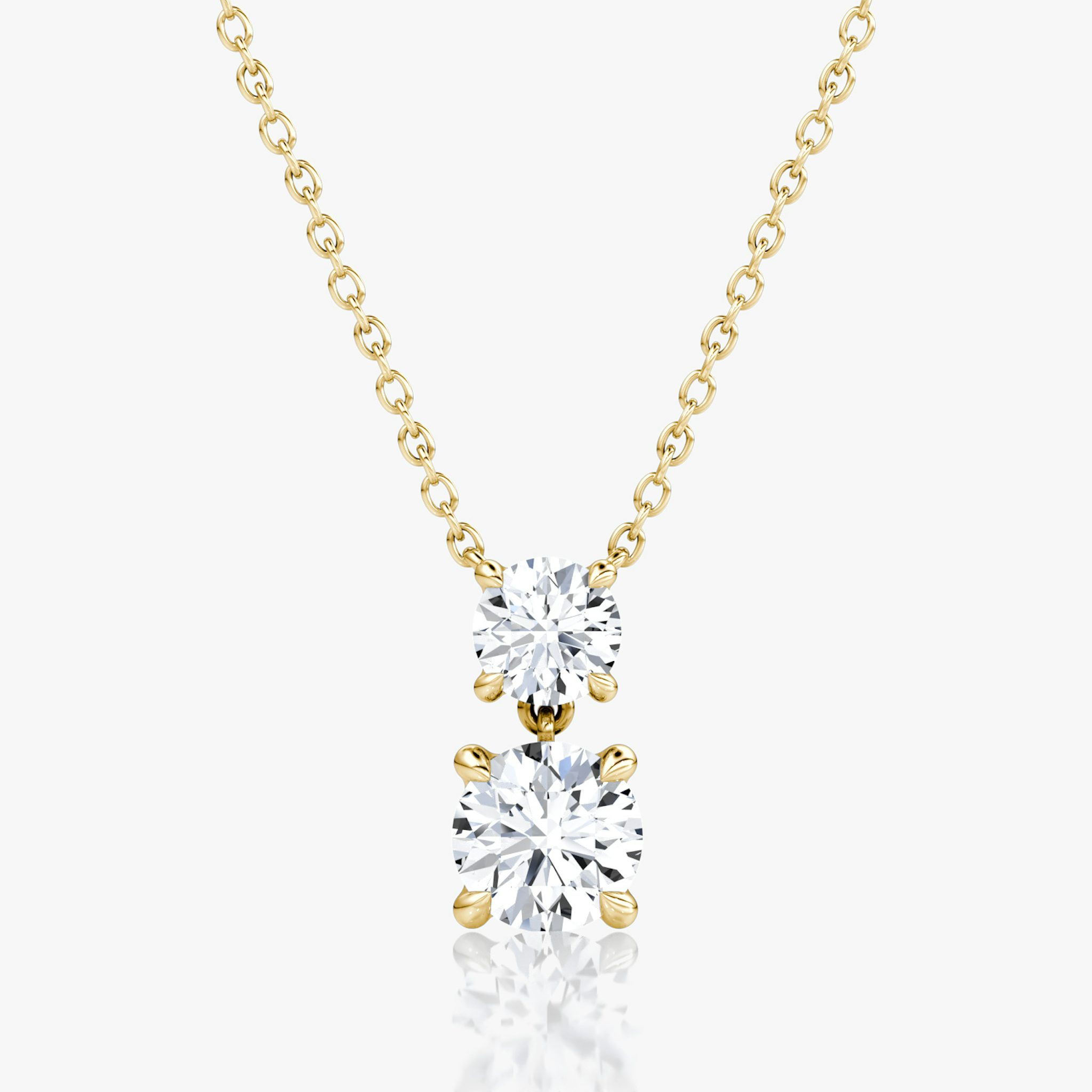 Signature Duo Drop Necklace | Round Brilliant and Round Brilliant | 14k | Yellow Gold | caratWeight: 1.50ct