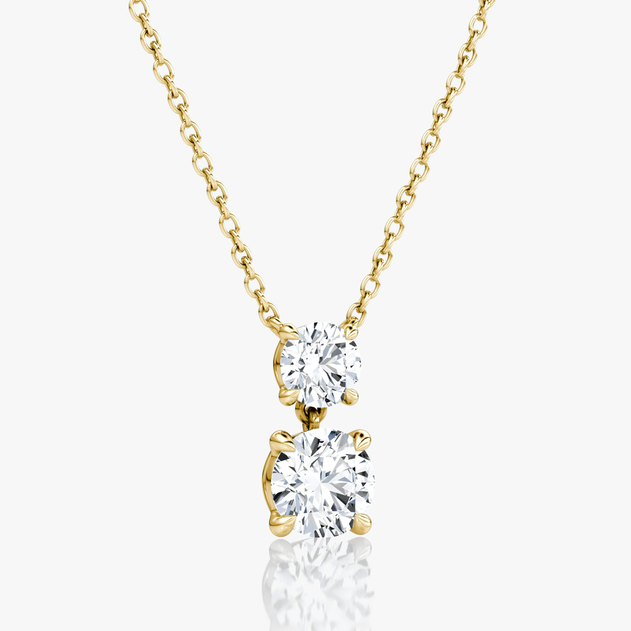 Signature Duo Drop Necklace | Round Brilliant and Round Brilliant | 14k | Yellow Gold | caratWeight: 1.50ct