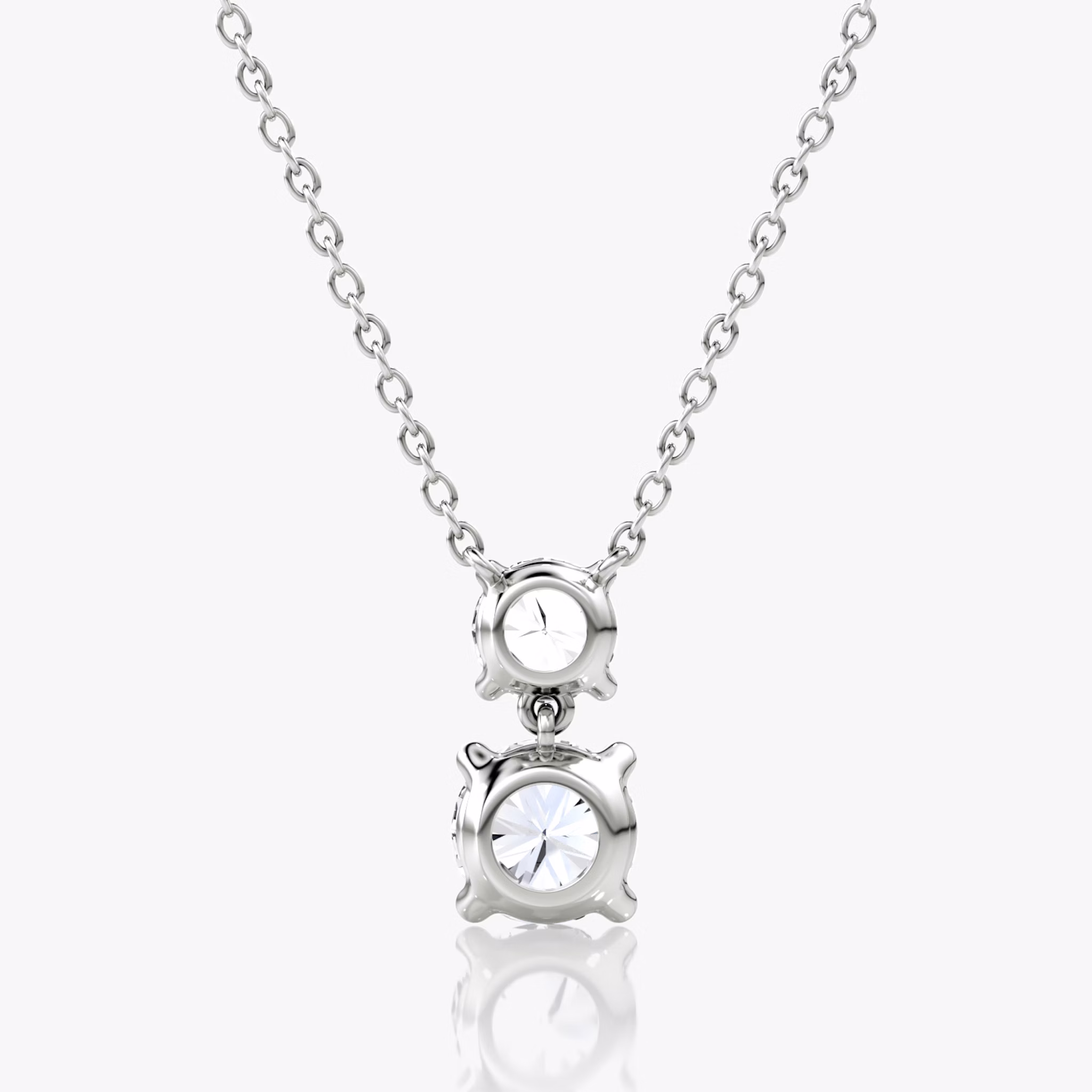 Signature Duo Drop Necklace | Round Brilliant and Round Brilliant | 14k | White Gold | caratWeight: 1.50ct