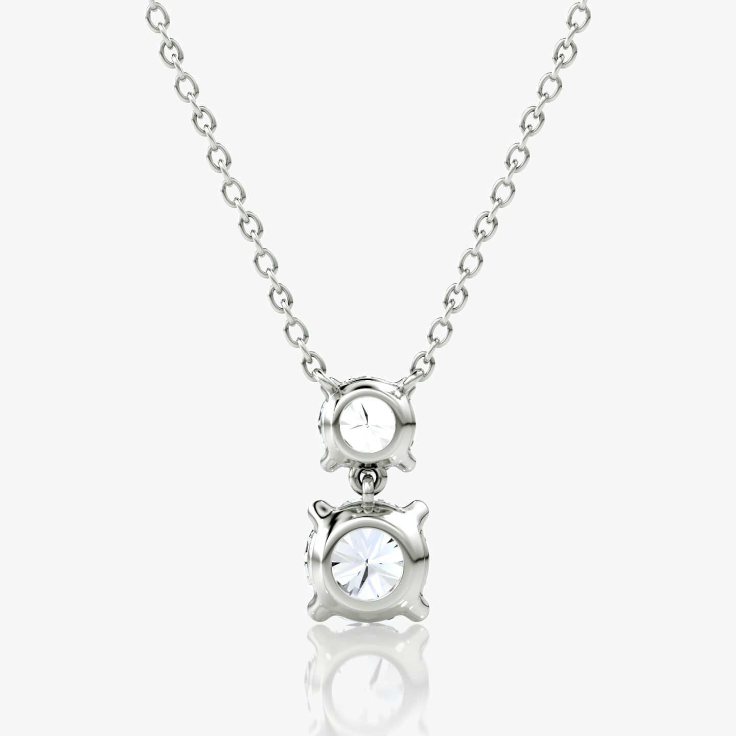 Signature Duo Drop Necklace | Round Brilliant and Round Brilliant | 14k | White Gold | caratWeight: 1.50ct