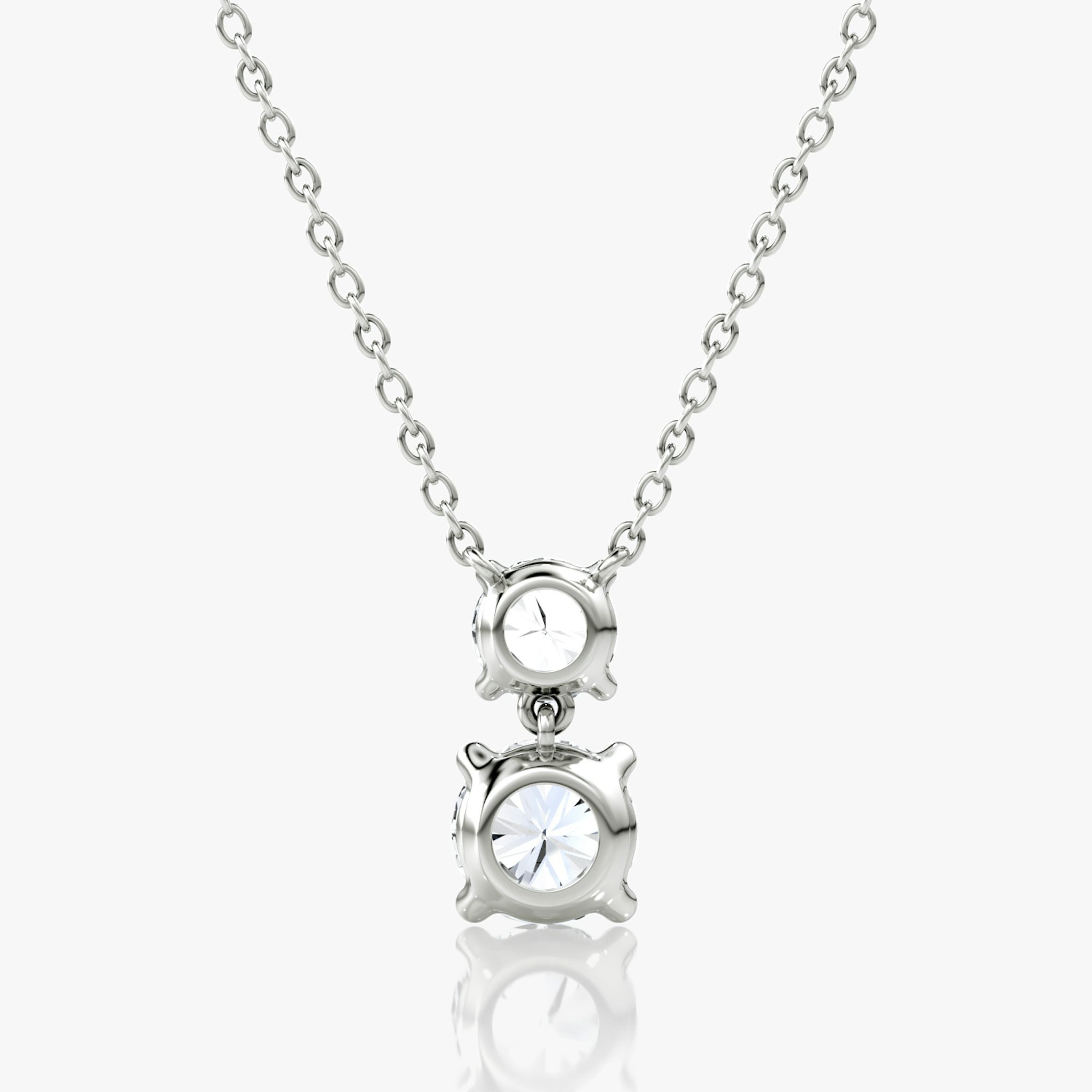 Signature Duo Drop Necklace | Round Brilliant and Round Brilliant | 14k | White Gold | caratWeight: 1.50ct