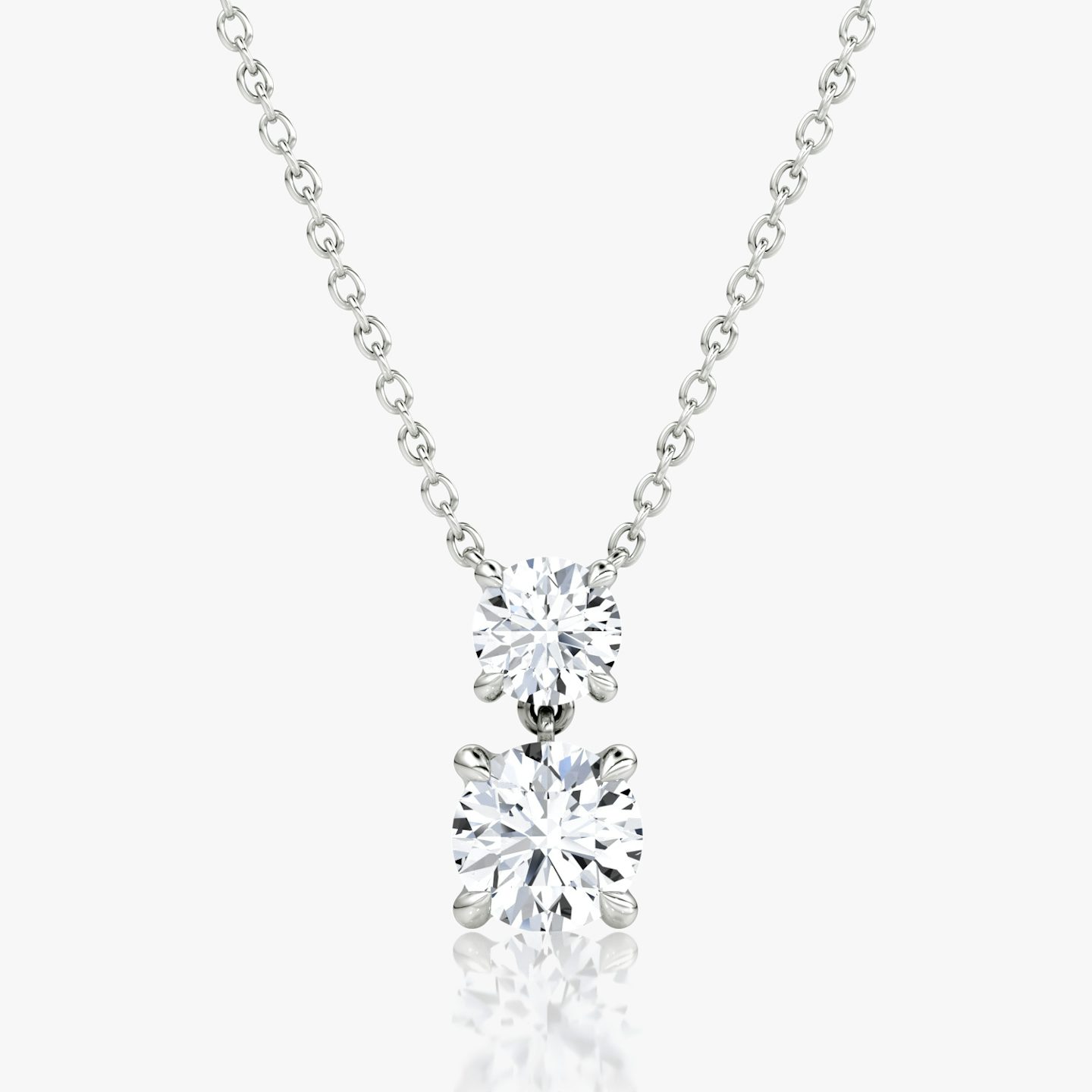 Signature Duo Drop Necklace | Round Brilliant and Round Brilliant | 14k | White Gold | caratWeight: 1.50ct