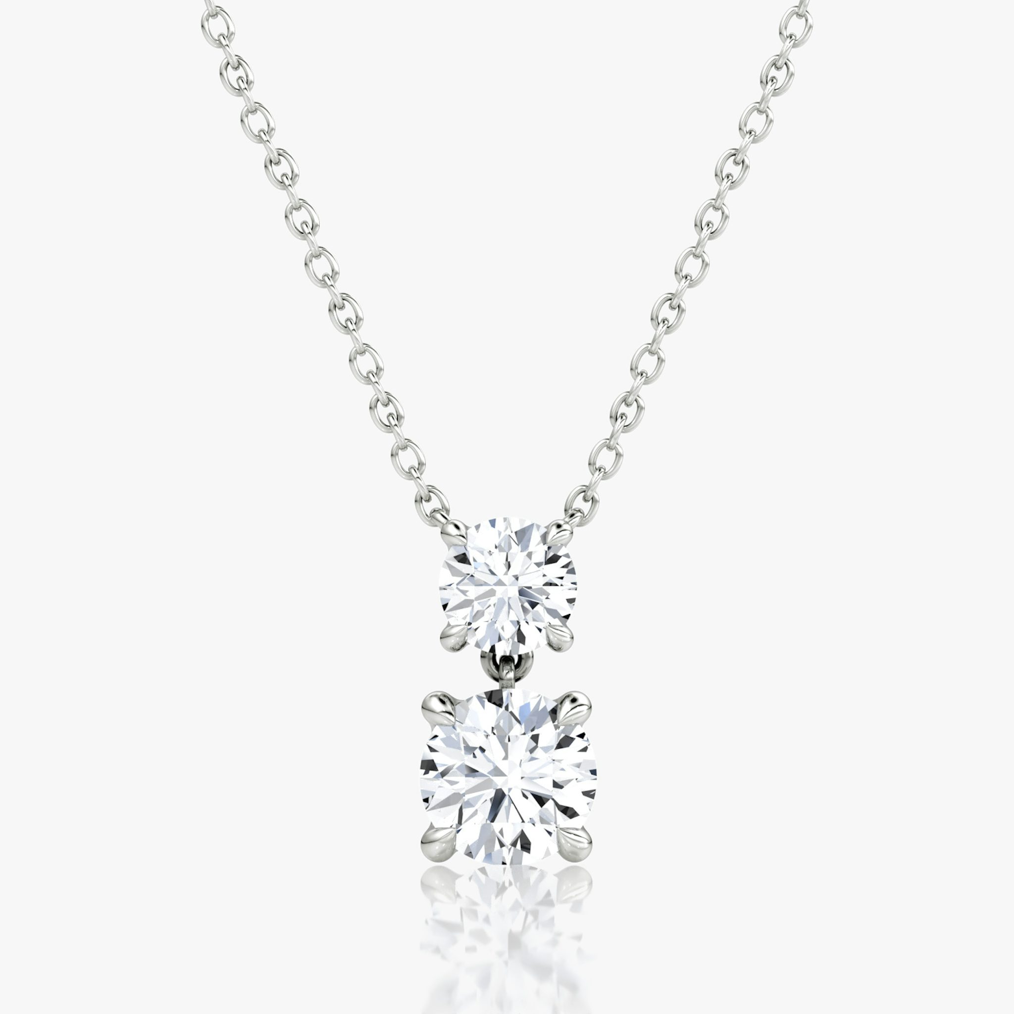 Signature Duo Drop Necklace | Round Brilliant and Round Brilliant | 14k | White Gold | caratWeight: 1.50ct