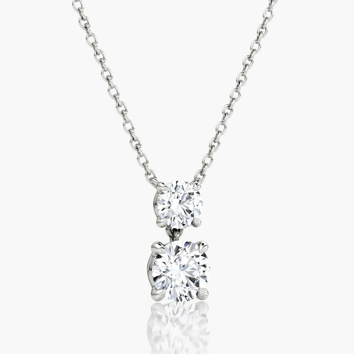 Signature Duo Drop Necklace | Round Brilliant and Round Brilliant | 14k | White Gold | caratWeight: 1.50ct