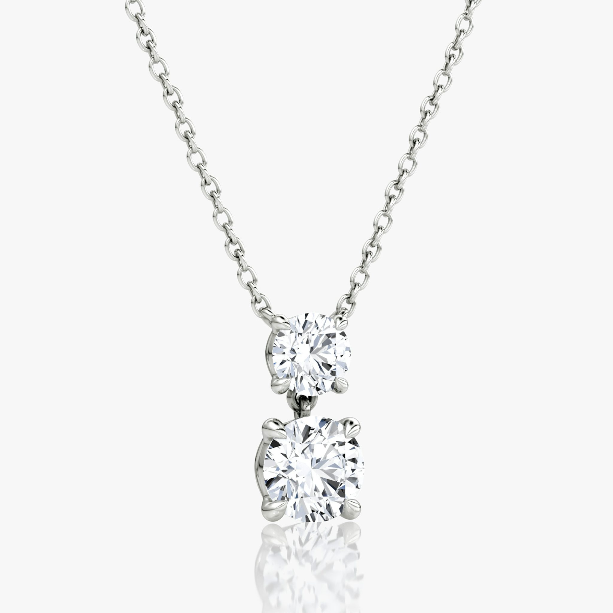 Signature Duo Drop Necklace | Round Brilliant and Round Brilliant | 14k | White Gold | caratWeight: 1.50ct