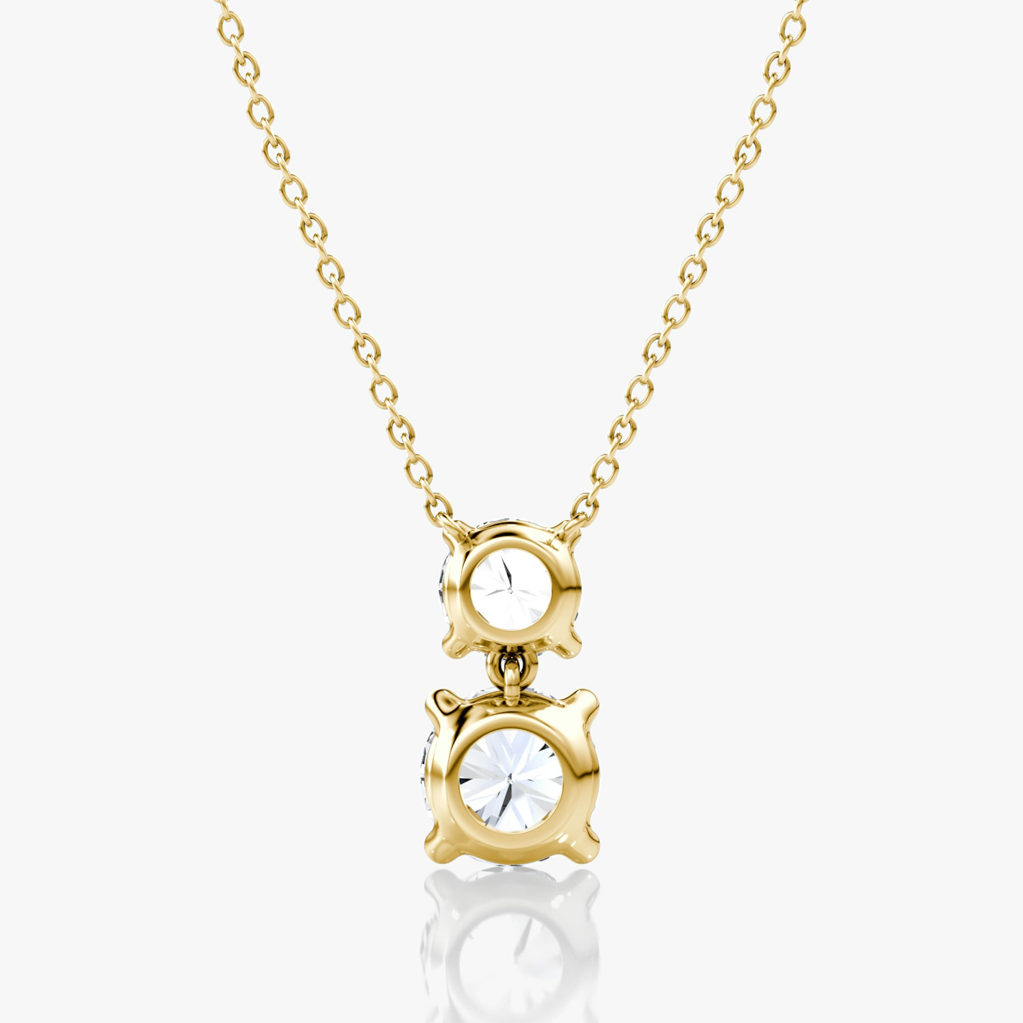 Signature Duo Drop Necklace | Round Brilliant and Round Brilliant | 14k | Yellow Gold | caratWeight: 3ct