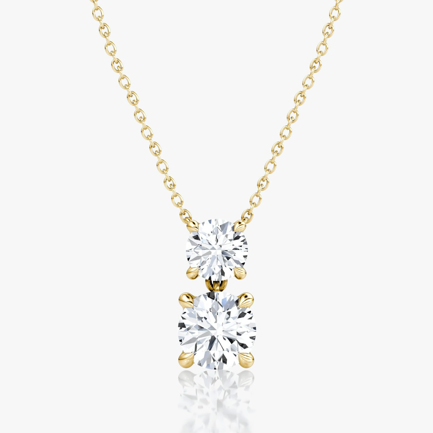 Signature Duo Drop Necklace | Round Brilliant and Round Brilliant | 14k | Yellow Gold | caratWeight: 3ct