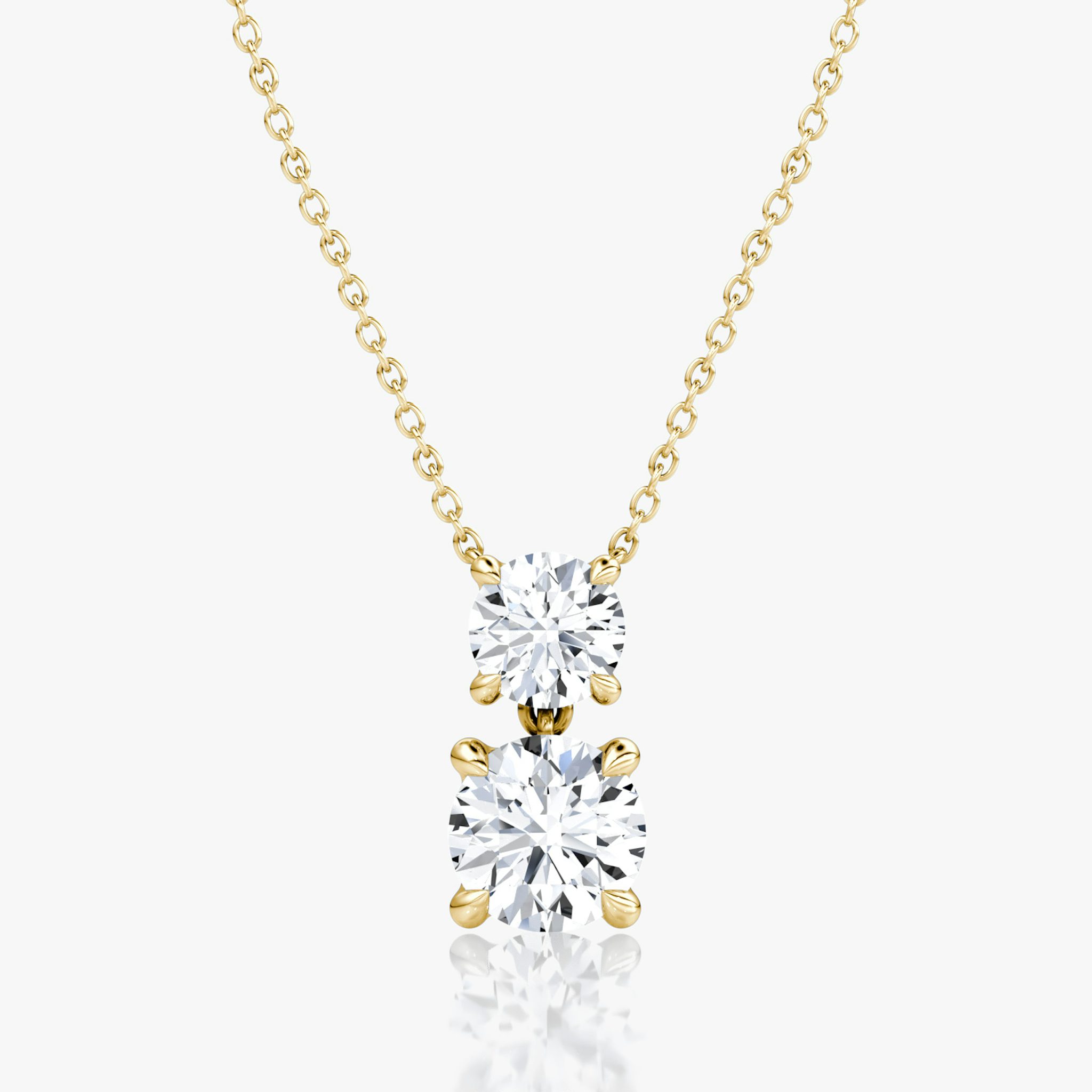 Signature Duo Drop Necklace | Round Brilliant and Round Brilliant | 14k | Yellow Gold | caratWeight: 3ct