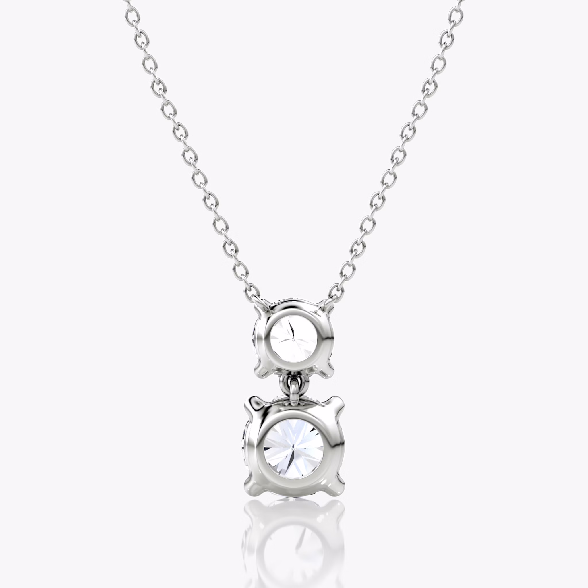 Signature Duo Drop Necklace | Round Brilliant and Round Brilliant | 14k | White Gold | caratWeight: 3ct