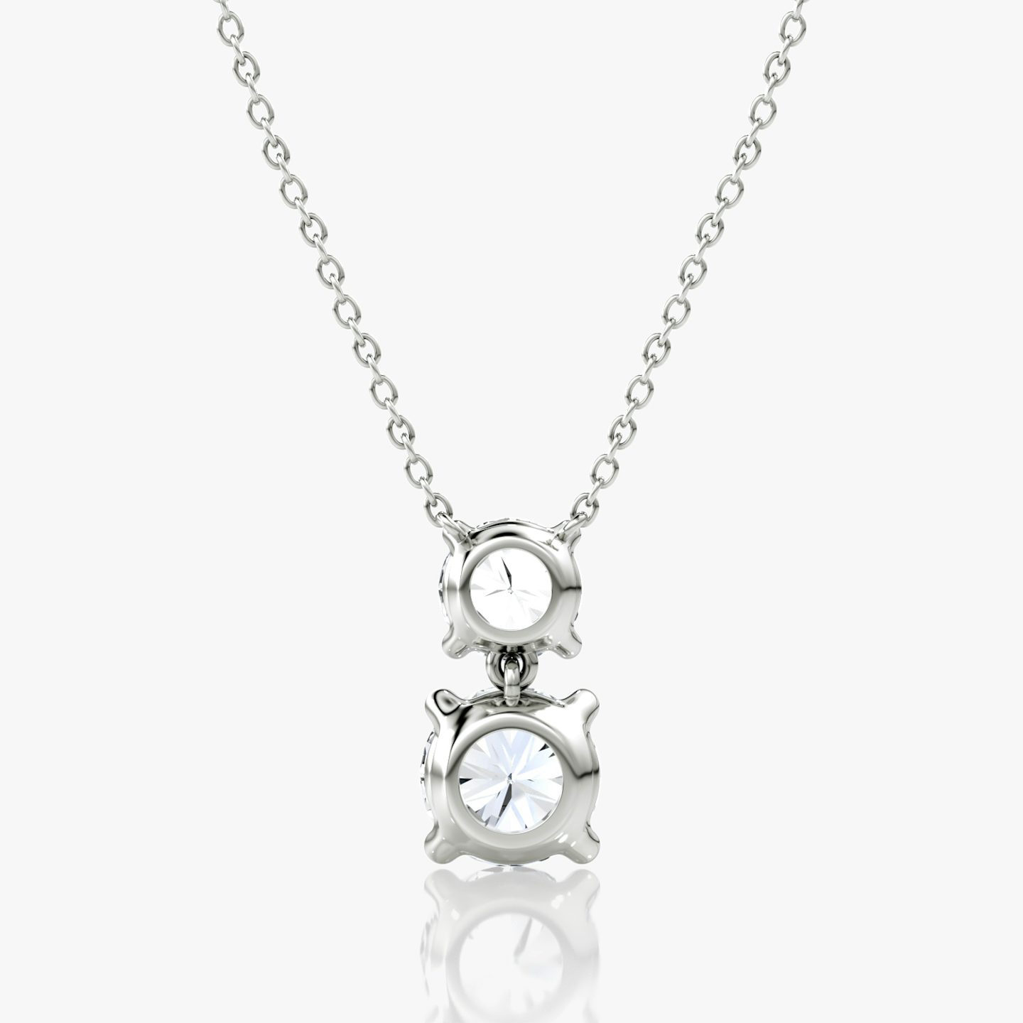 Signature Duo Drop Necklace | Round Brilliant and Round Brilliant | 14k | White Gold | caratWeight: 3ct