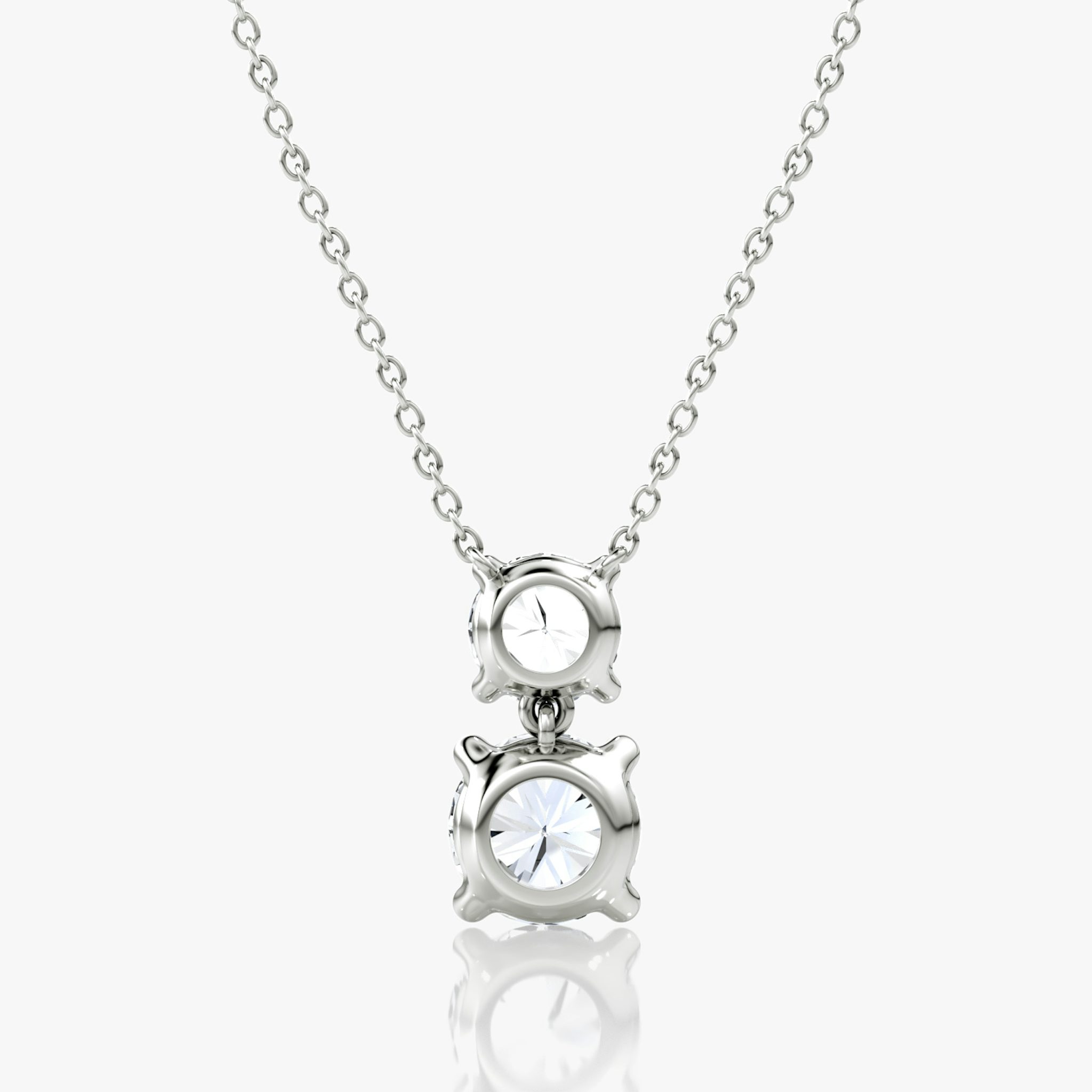 Signature Duo Drop Necklace | Round Brilliant and Round Brilliant | 14k | White Gold | caratWeight: 3ct