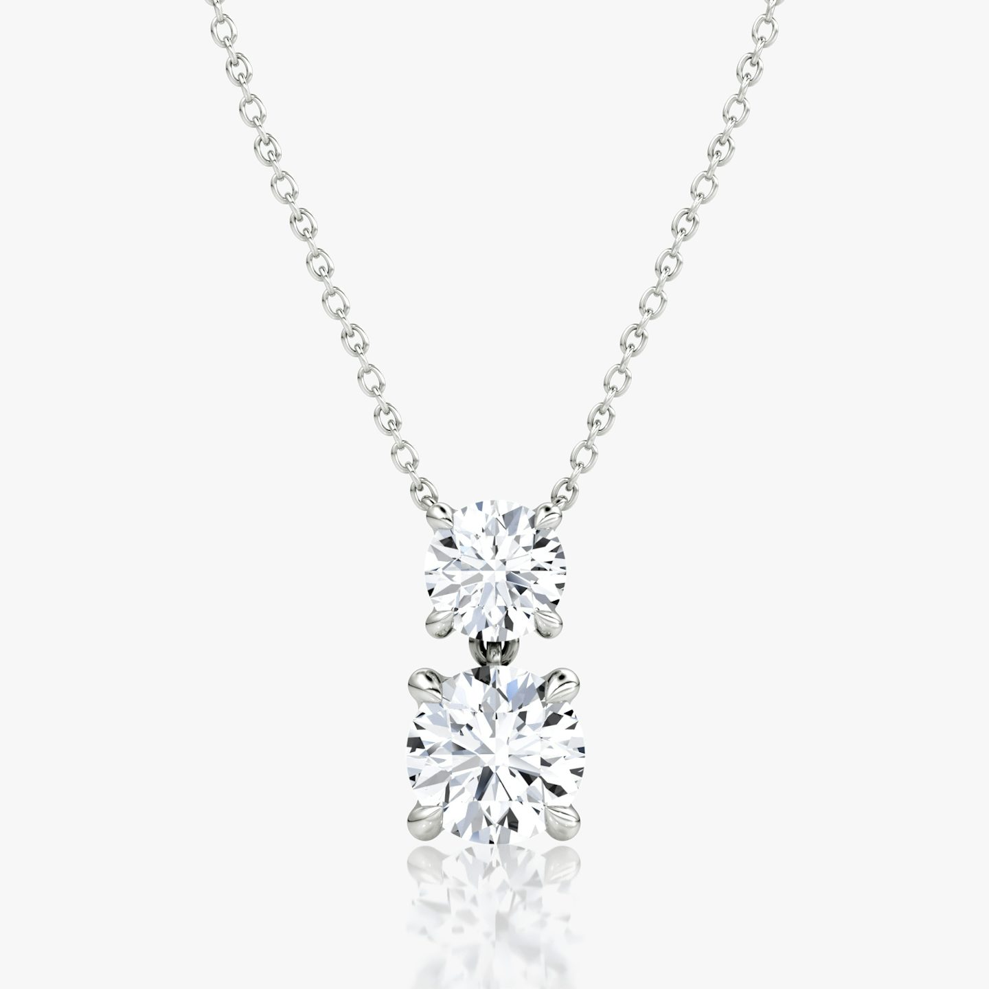 Signature Duo Drop Necklace | Round Brilliant and Round Brilliant | 14k | White Gold | caratWeight: 3ct