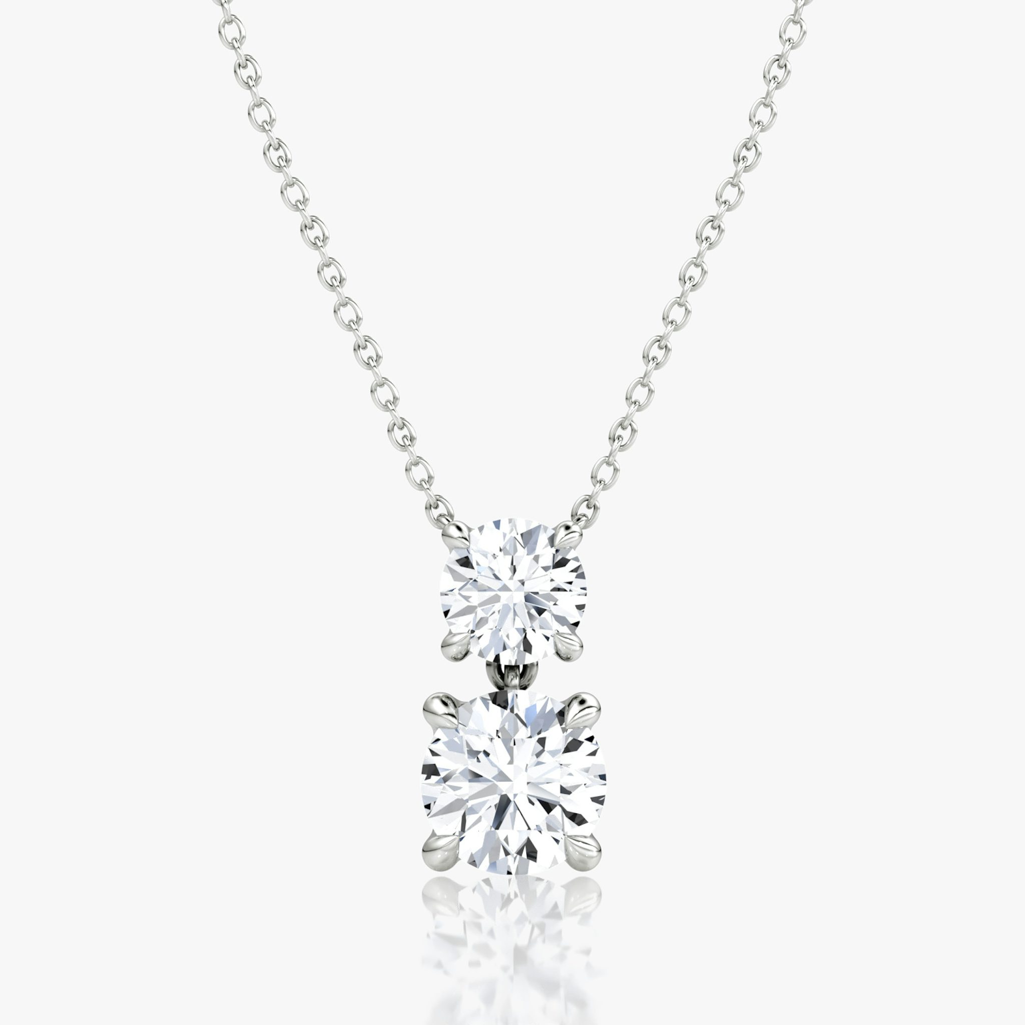 Signature Duo Drop Necklace | Round Brilliant and Round Brilliant | 14k | White Gold | caratWeight: 3ct