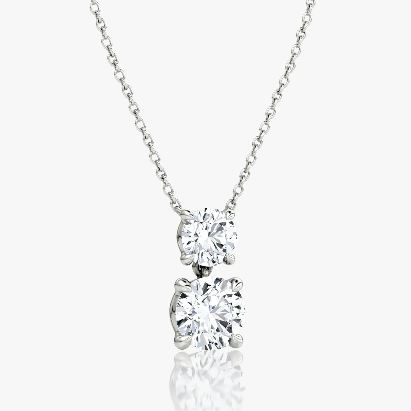 Signature Duo Drop Necklace | Round Brilliant and Round Brilliant | 14k | White Gold | caratWeight: 3ct