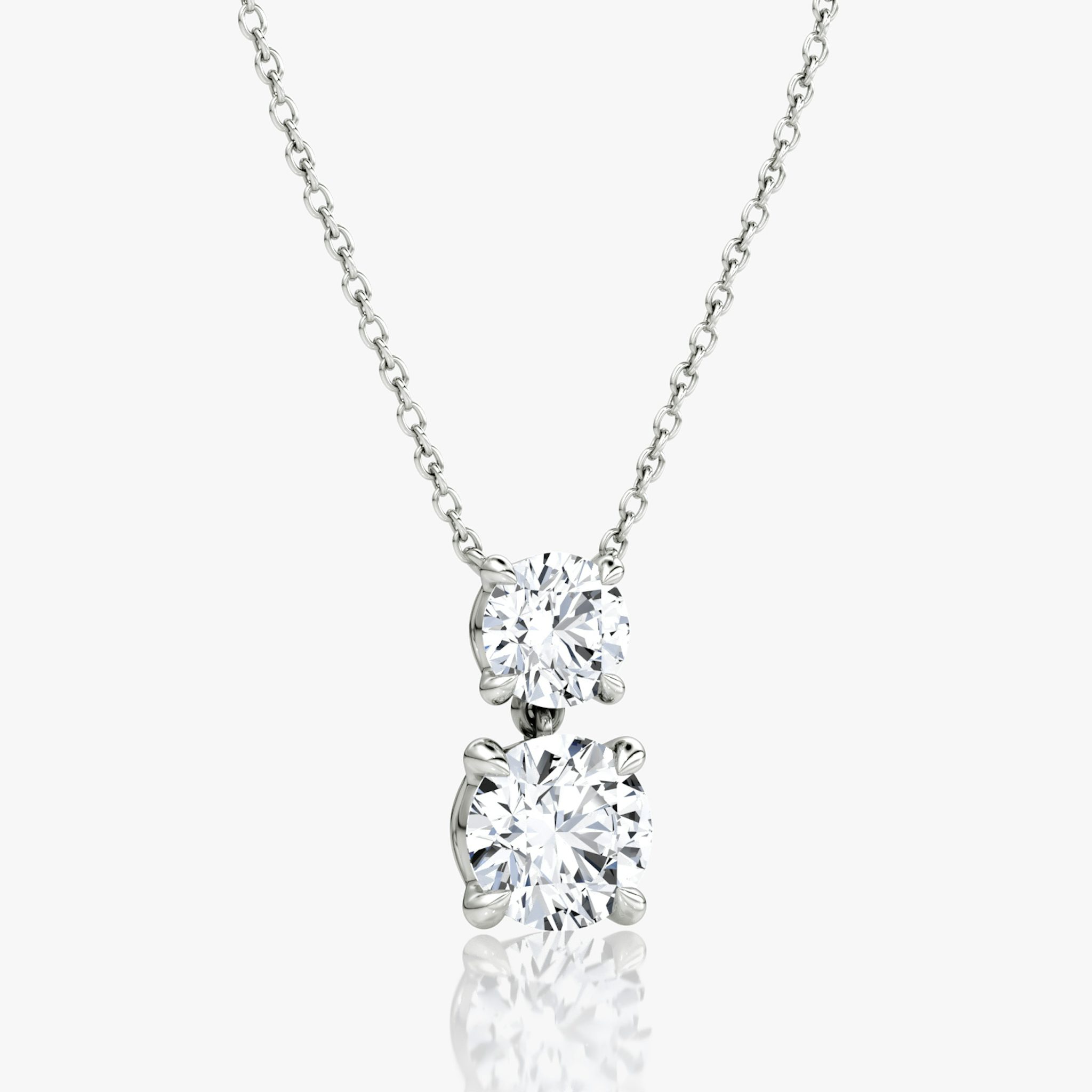 Signature Duo Drop Necklace | Round Brilliant and Round Brilliant | 14k | White Gold | caratWeight: 3ct