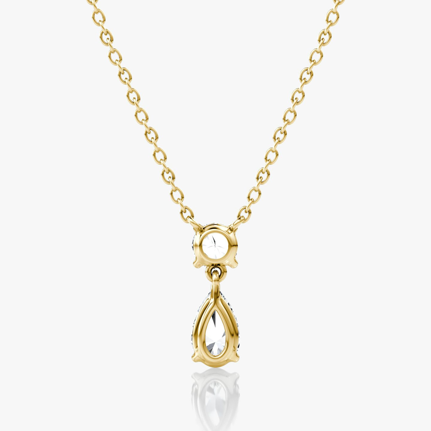 Signature Duo Drop Necklace | Round Brilliant and Pear | 14k | Yellow Gold | caratWeight: 0.75ct