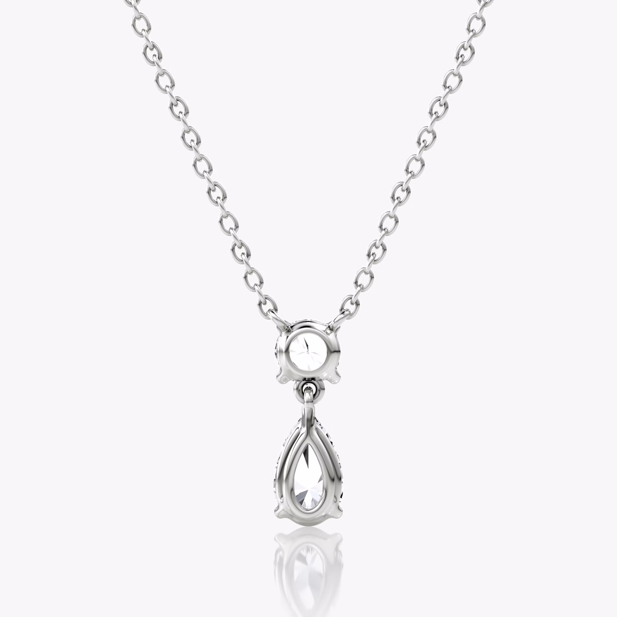 Signature Duo Drop Necklace | Round Brilliant and Pear | 14k | White Gold | caratWeight: 0.75ct
