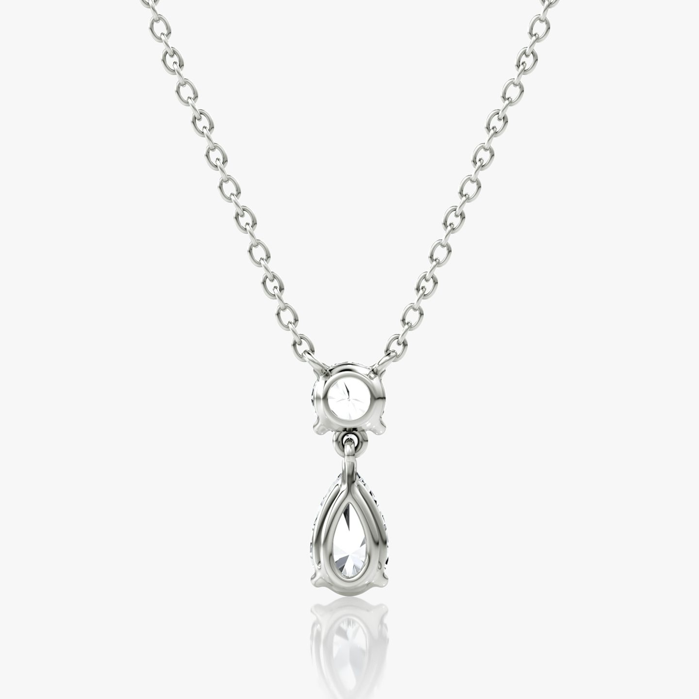 Signature Duo Drop Necklace | Round Brilliant and Pear | 14k | White Gold | caratWeight: 0.75ct
