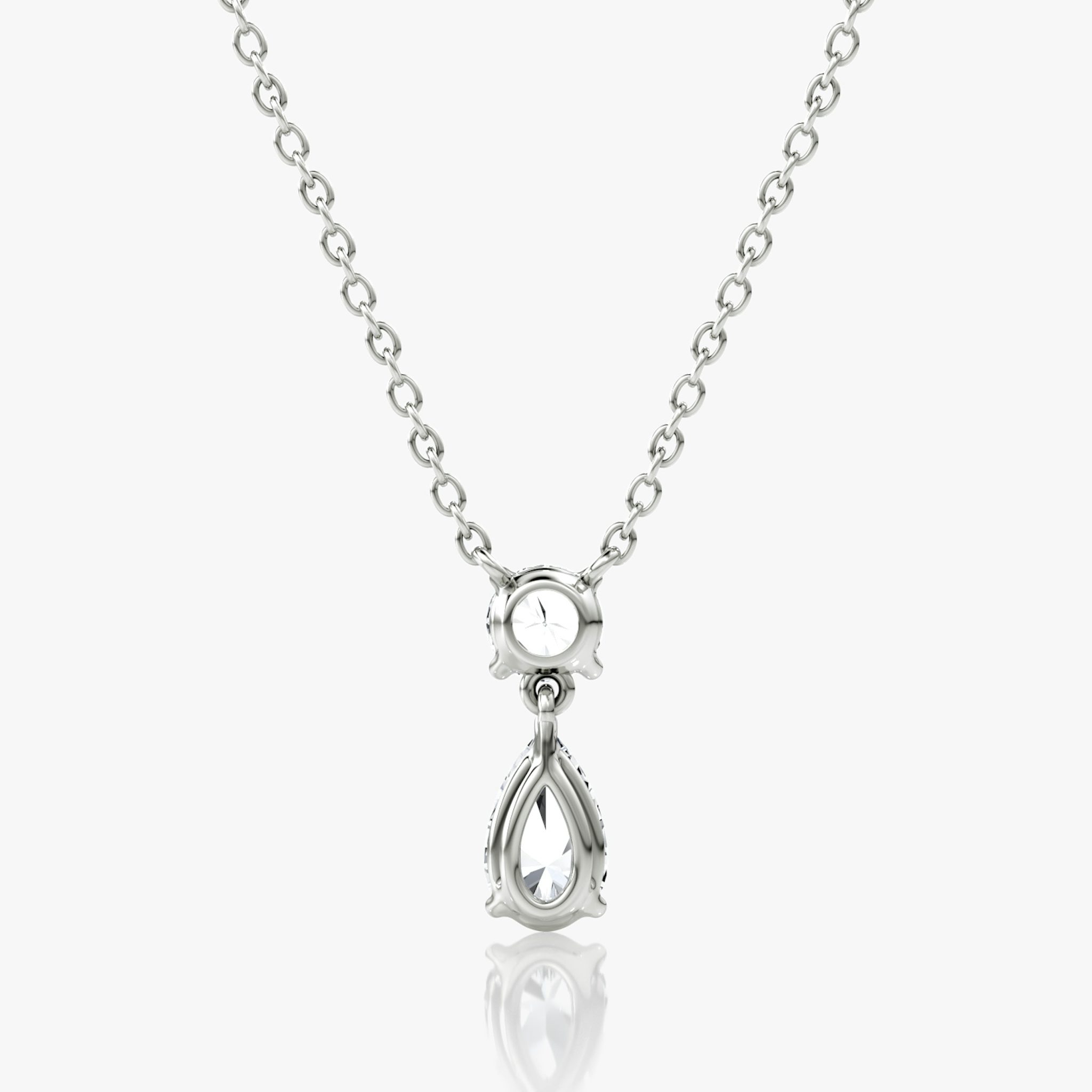 Signature Duo Drop Necklace | Round Brilliant and Pear | 14k | White Gold | caratWeight: 0.75ct