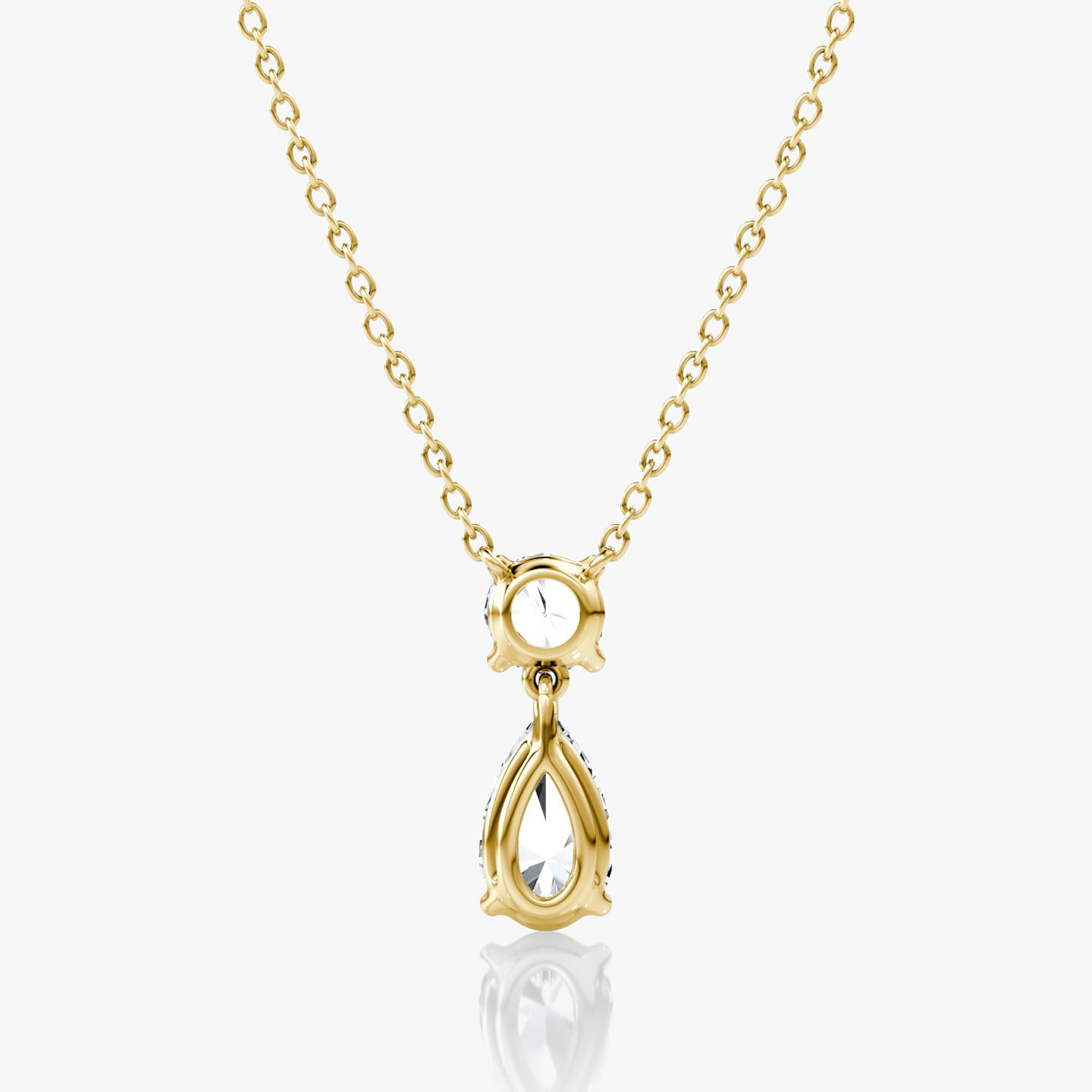 Signature Duo Drop Necklace | Round Brilliant and Pear | 14k | Yellow Gold | caratWeight: 1.50ct