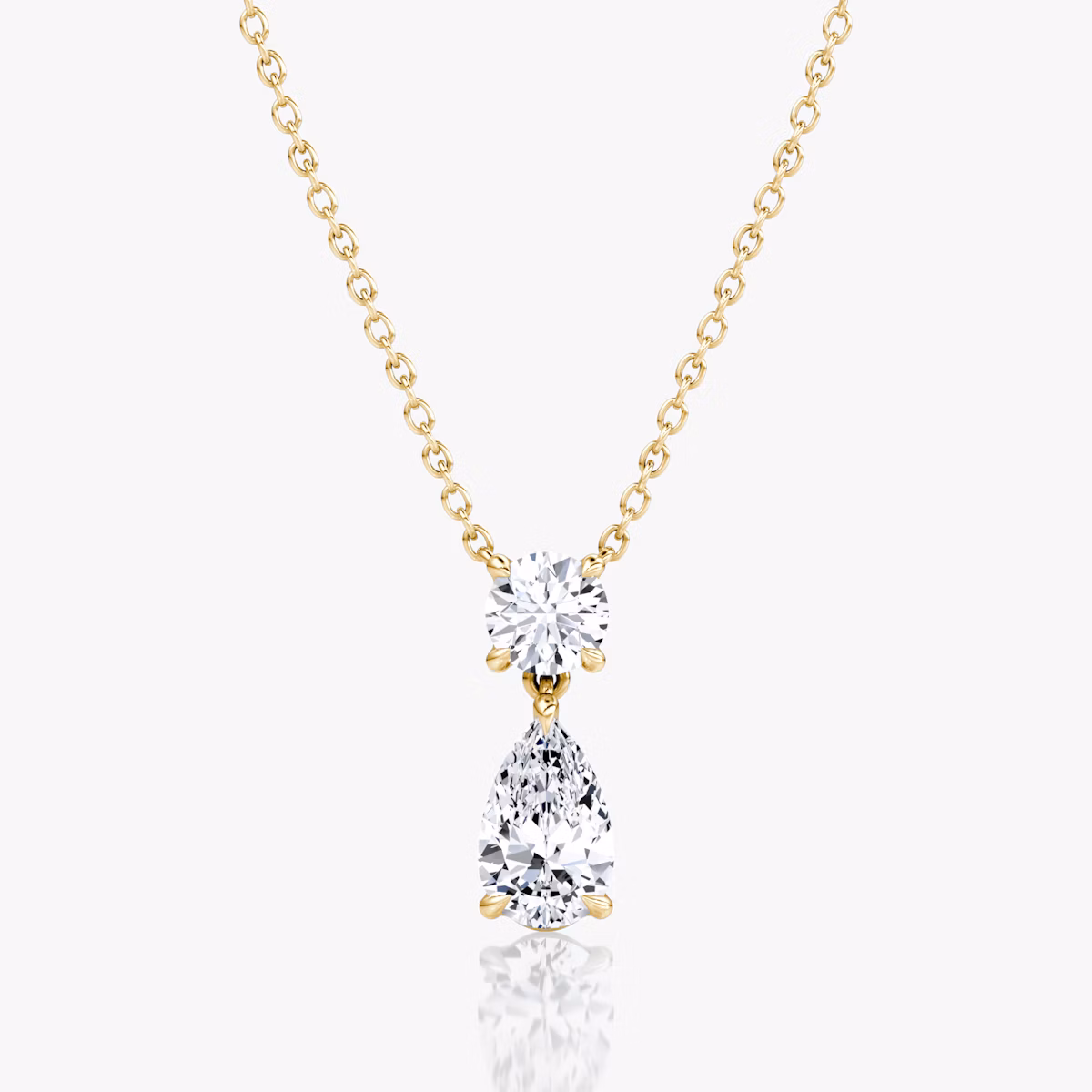 Signature Duo Drop Halskette | Rund und Tropfen | 14k | Gelbgold | caratWeight: 1.50ct