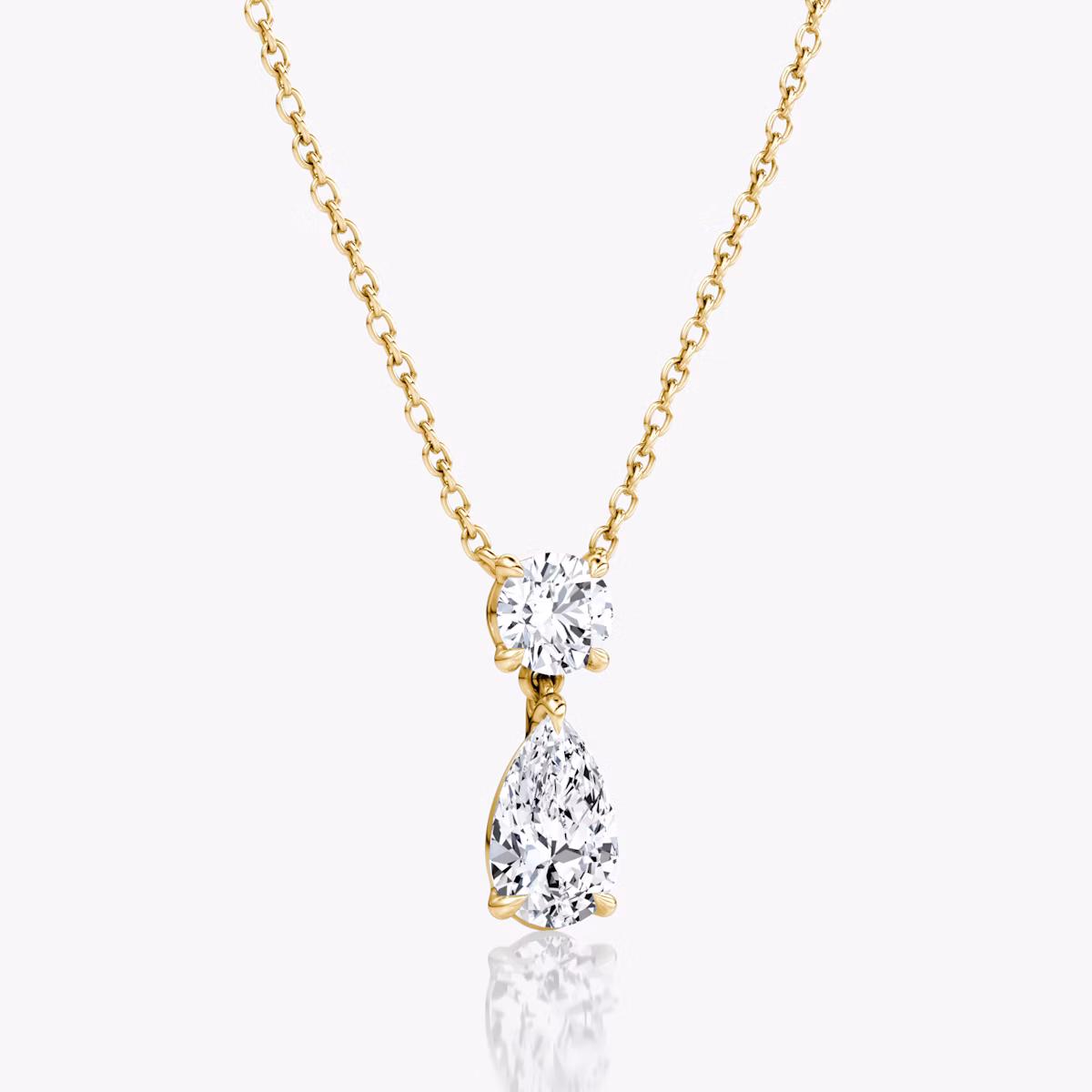 Signature Duo Drop Halskette | Rund und Tropfen | 14k | Gelbgold | caratWeight: 1.50ct