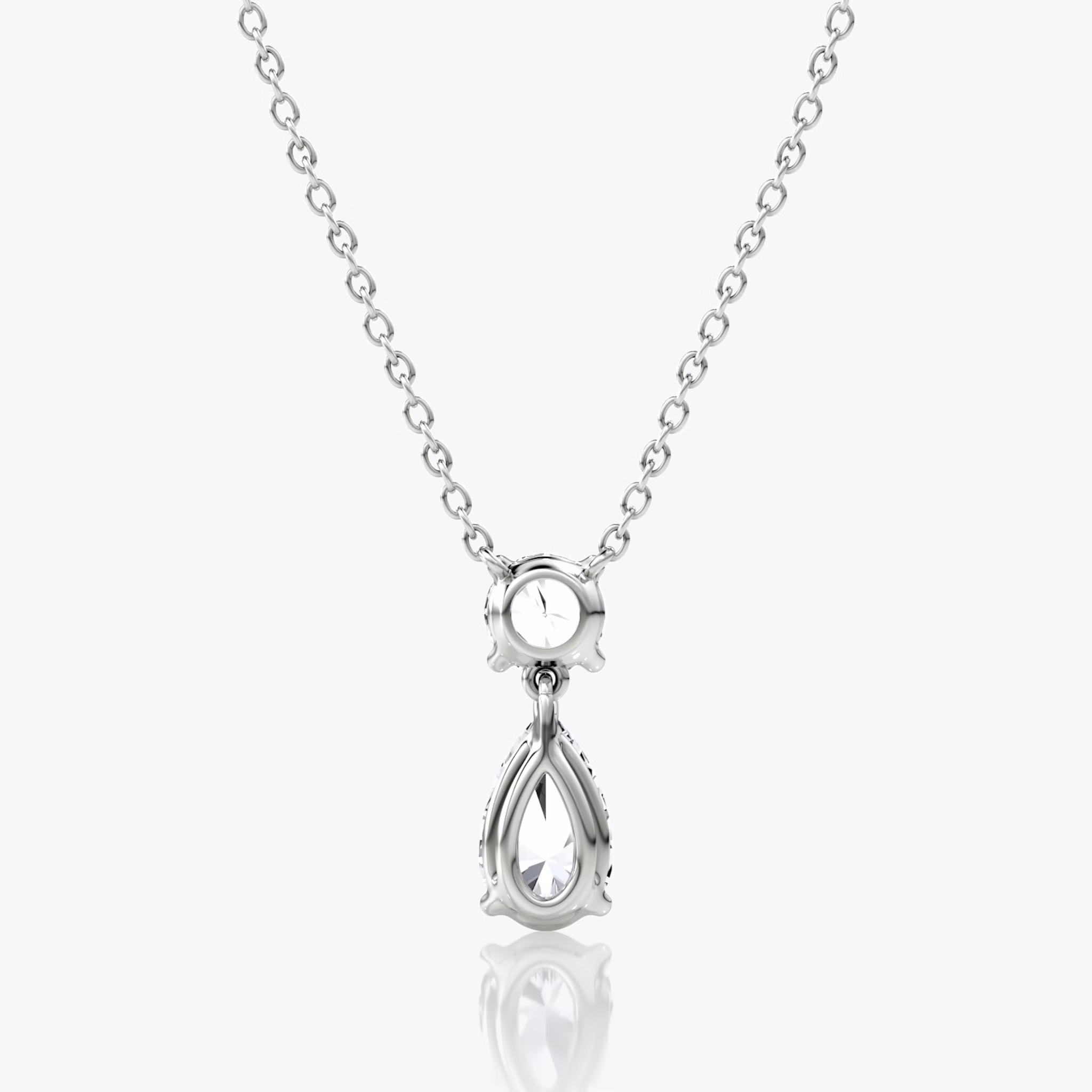 Signature Duo Drop Necklace | Round Brilliant and Pear | 14k | White Gold | caratWeight: 1.50ct