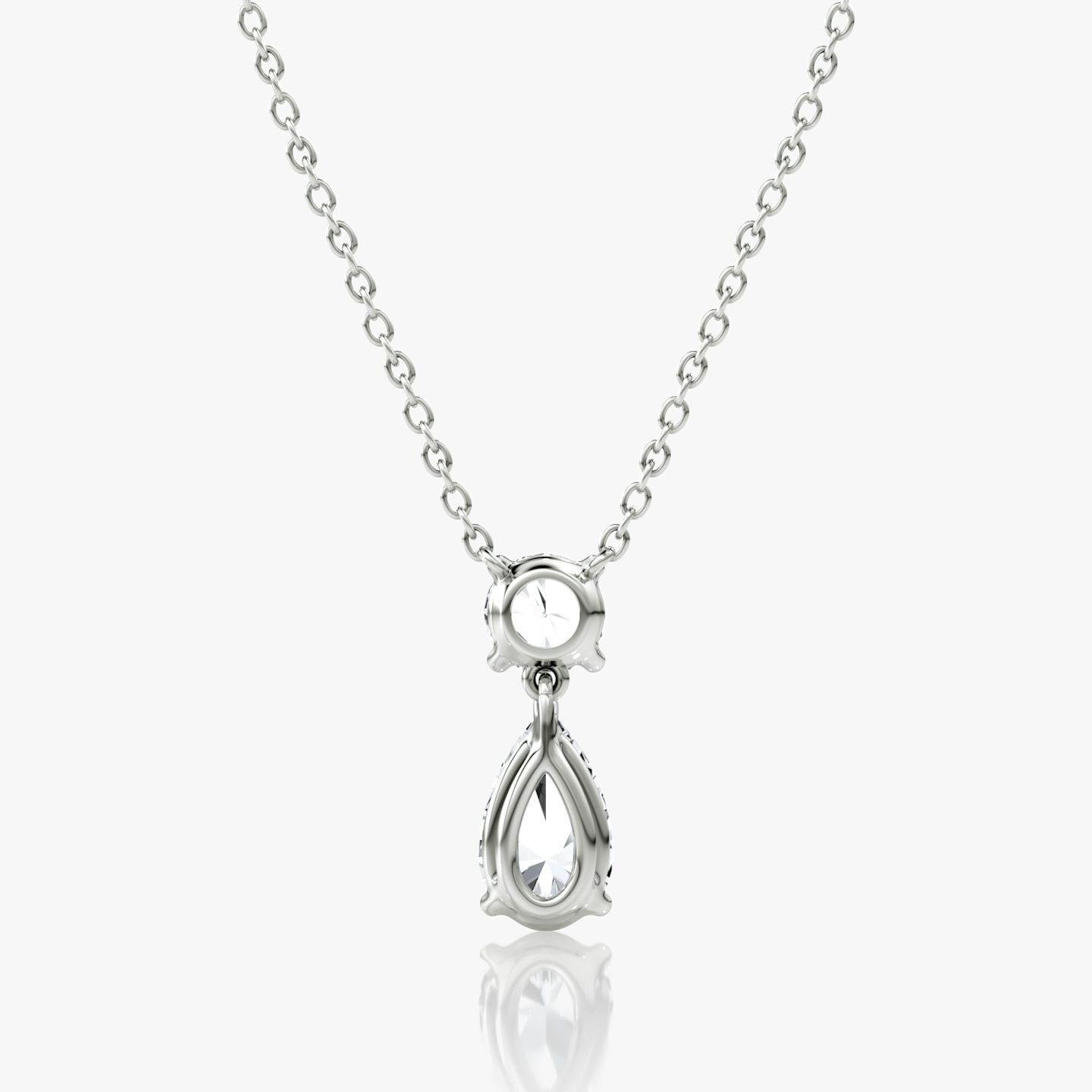 Signature Duo Drop Necklace | Round Brilliant and Pear | 14k | White Gold | caratWeight: 1.50ct