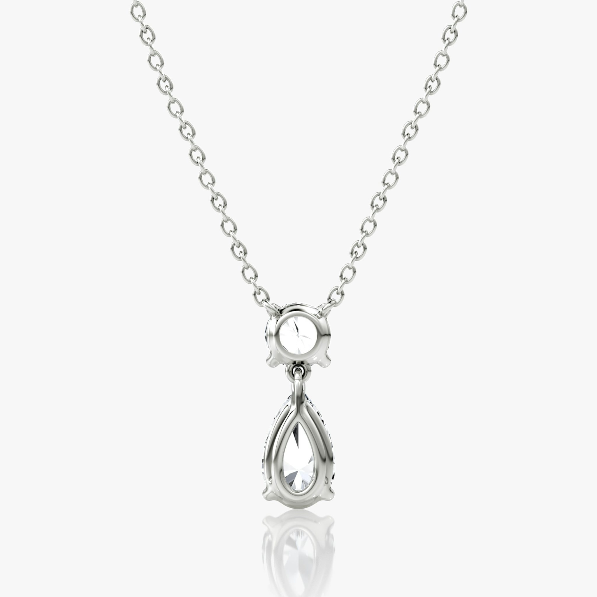 Signature Duo Drop Necklace | Round Brilliant and Pear | 14k | White Gold | caratWeight: 1.50ct