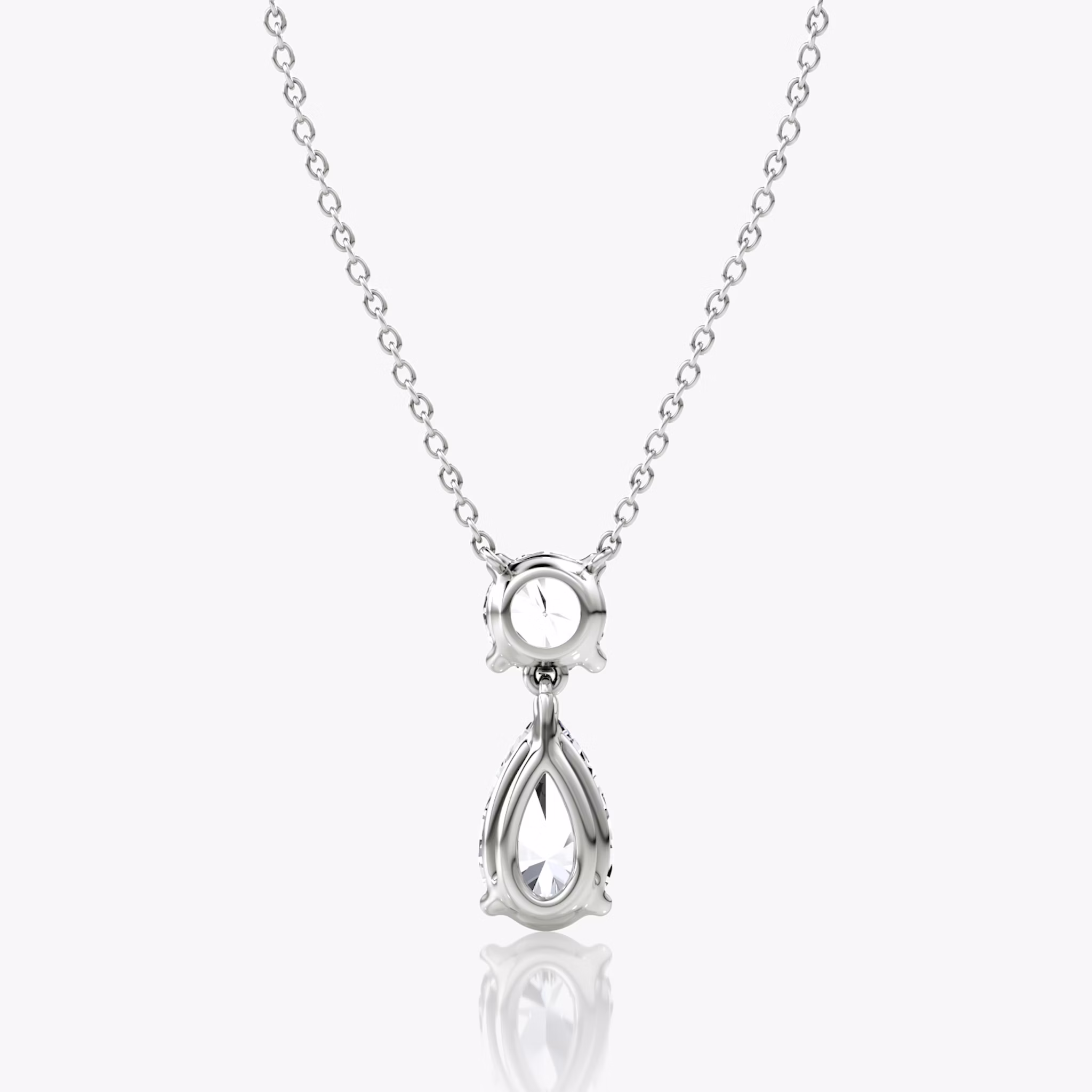Signature Duo Drop Necklace | Round Brilliant and Pear | 14k | White Gold | caratWeight: 3ct