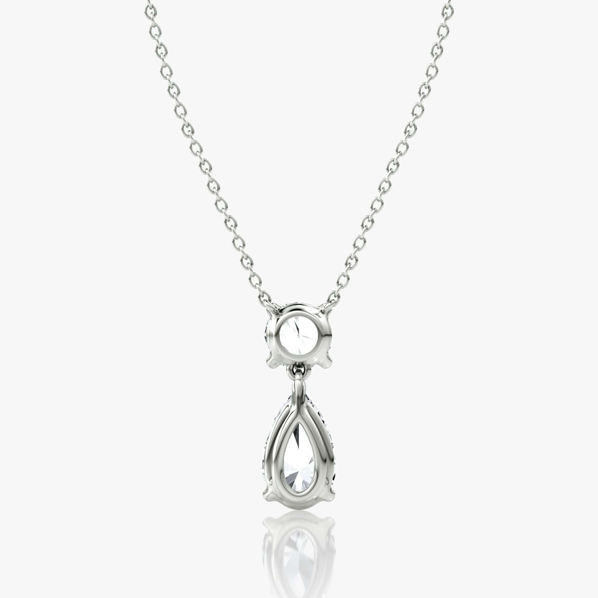 Signature Duo Drop Necklace | Round Brilliant and Pear | 14k | White Gold | caratWeight: 3ct
