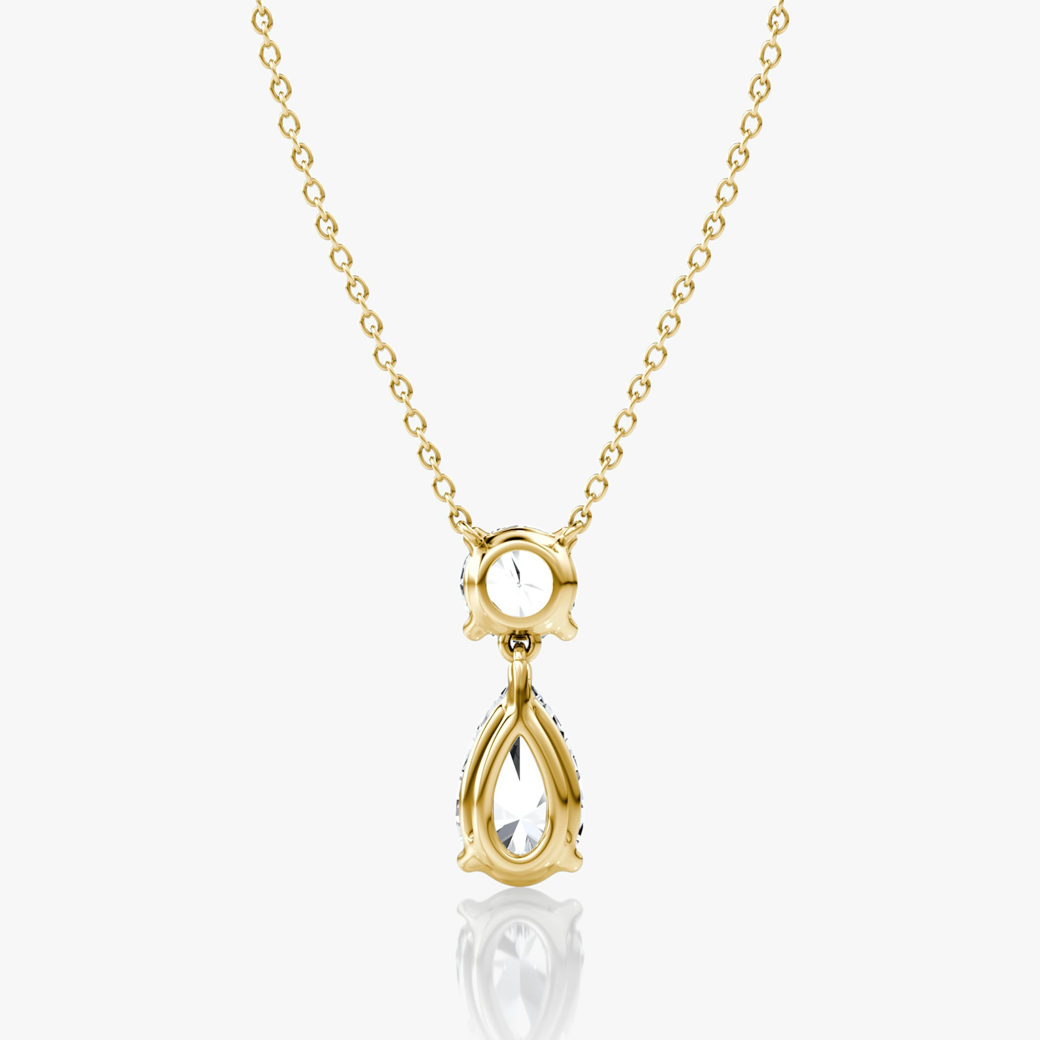 Signature Duo Drop Necklace | Round Brilliant and Pear | 14k | Yellow Gold | caratWeight: 3ct