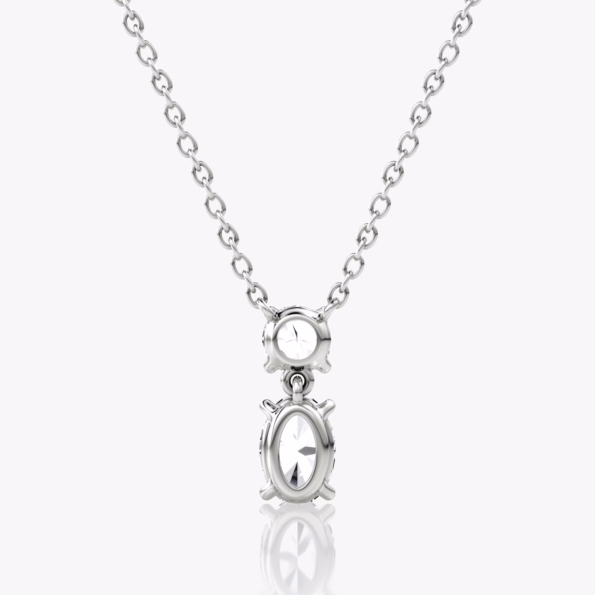 Signature Duo Drop Necklace | Round Brilliant and Oval | 14k | White Gold | caratWeight: 0.75ct