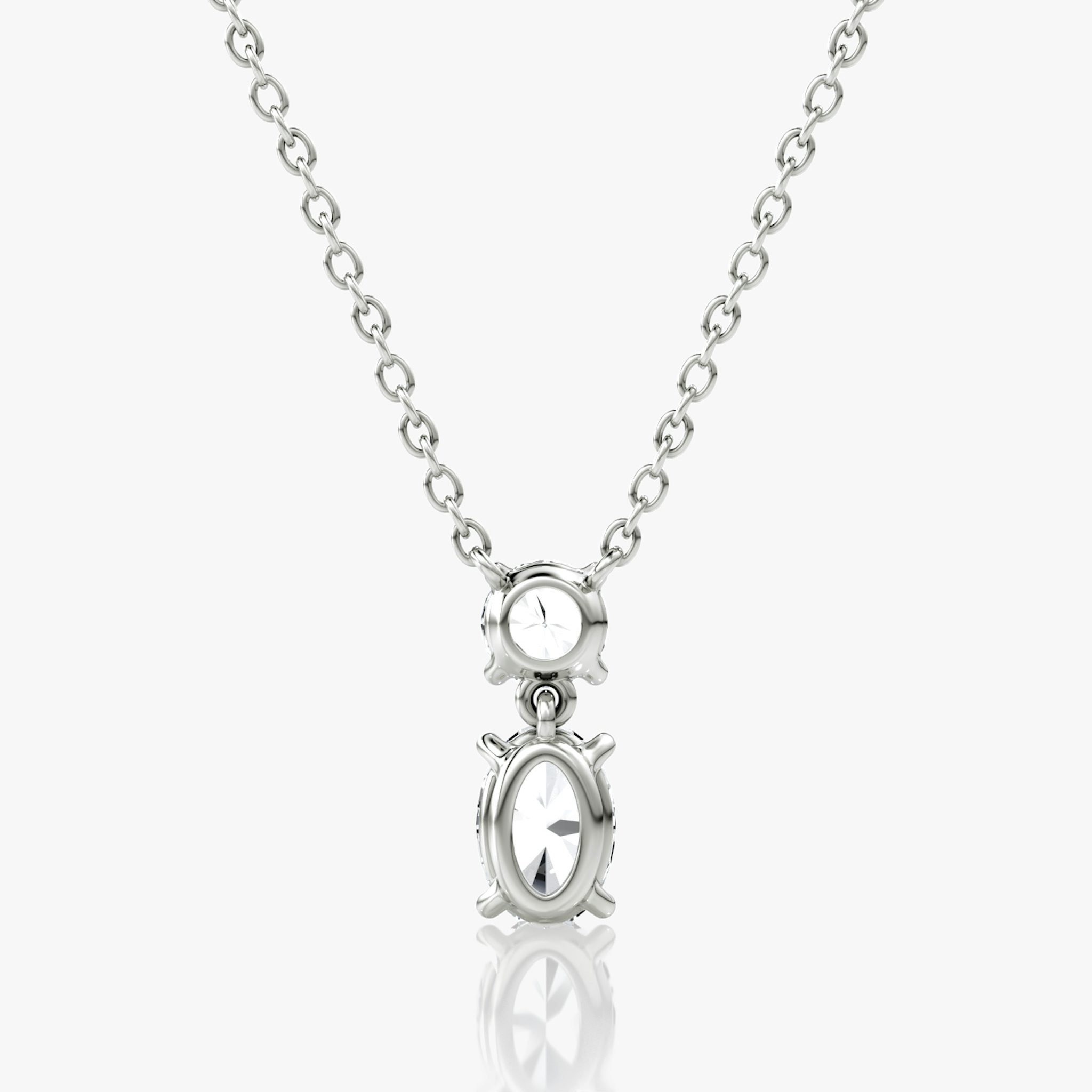 Signature Duo Drop Necklace | Round Brilliant and Oval | 14k | White Gold | caratWeight: 0.75ct