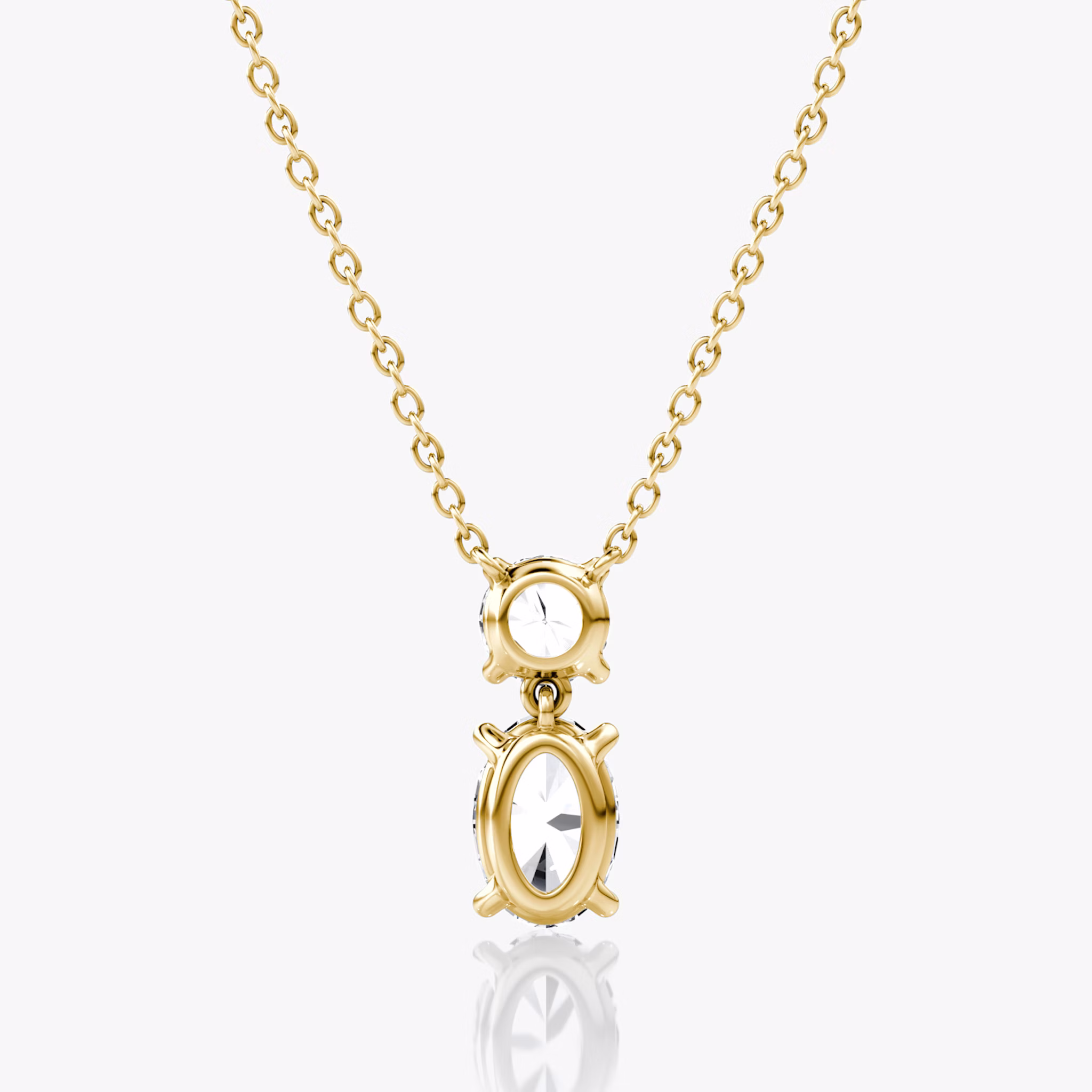 Signature Duo Drop Necklace | Round Brilliant and Oval | 14k | Yellow Gold | caratWeight: 1.50ct