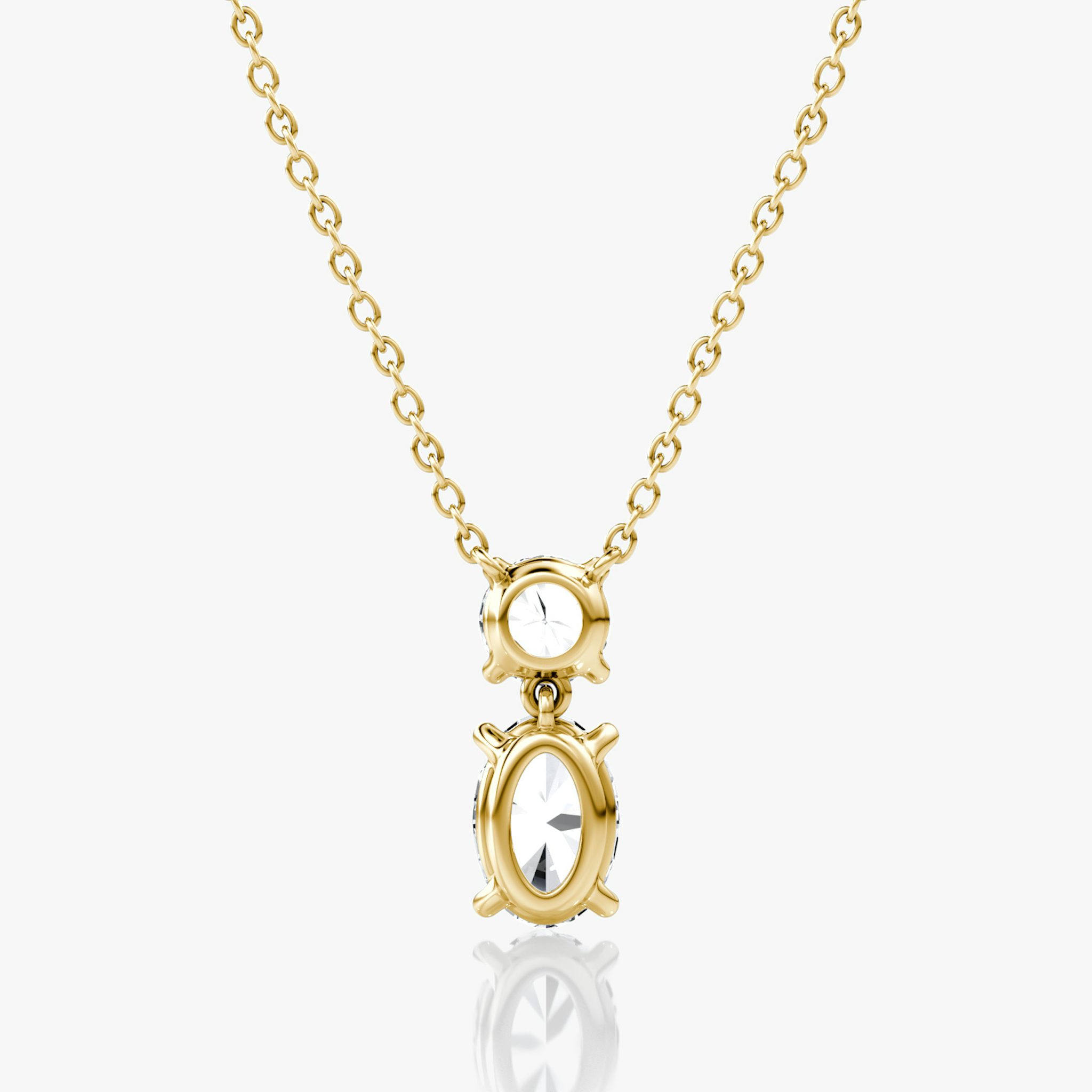 Signature Duo Drop Necklace | Round Brilliant and Oval | 14k | Yellow Gold | caratWeight: 1.50ct