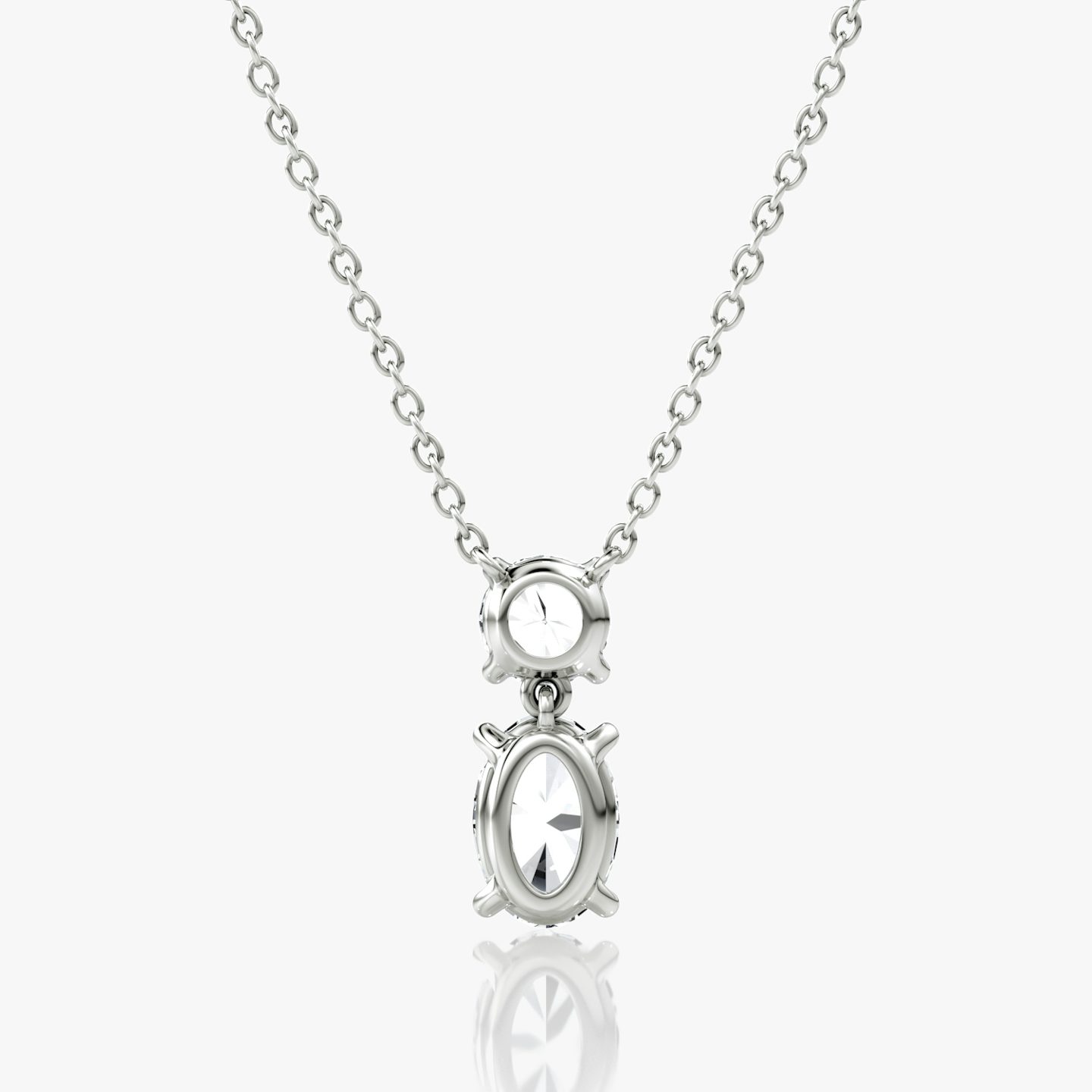 Signature Duo Drop Necklace | Round Brilliant and Oval | 14k | White Gold | caratWeight: 1.50ct