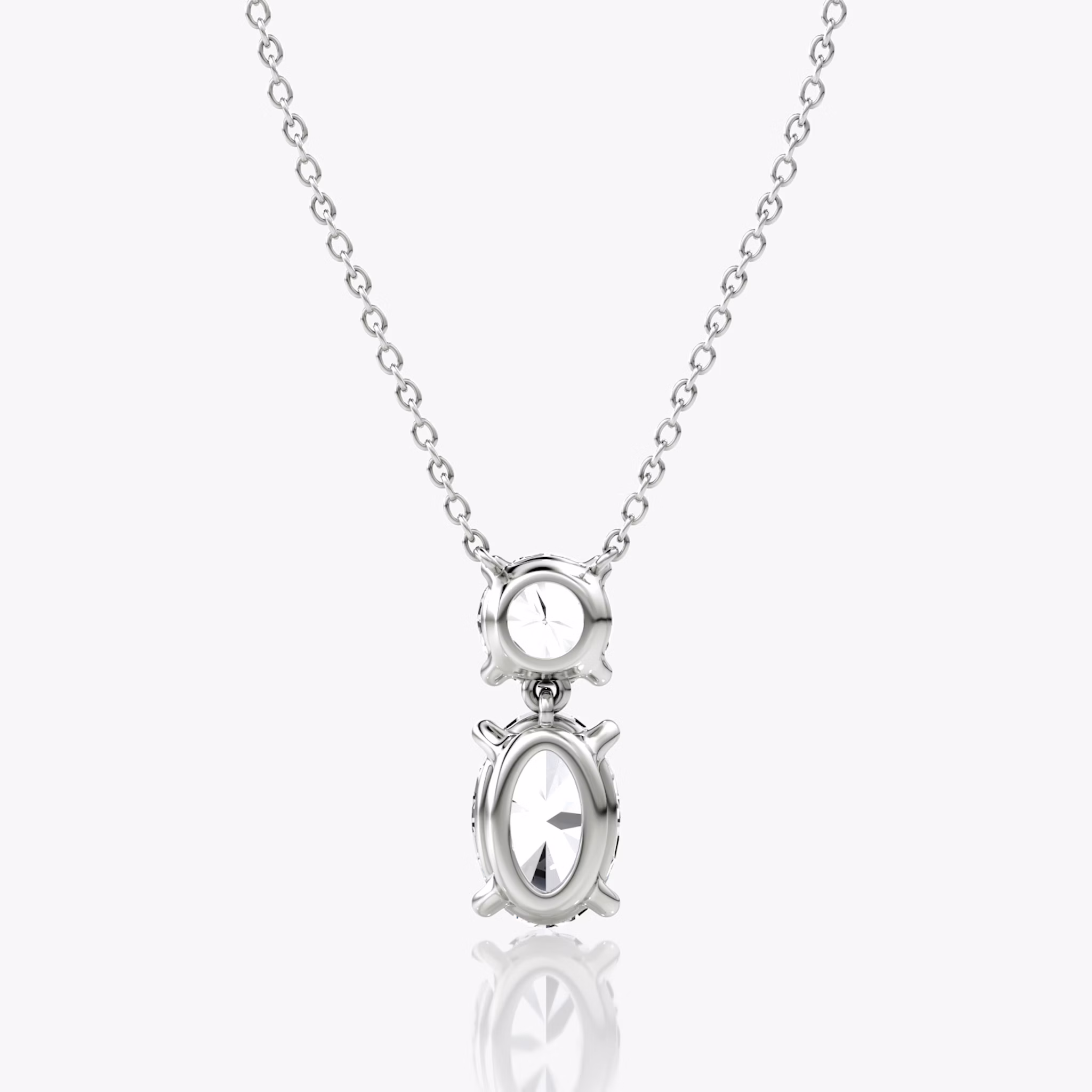 Signature Duo Drop Necklace | Round Brilliant and Oval | 14k | White Gold | caratWeight: 3ct