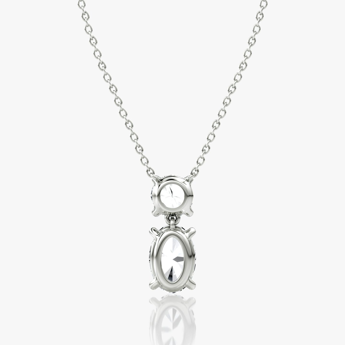 Signature Duo Drop Necklace | Round Brilliant and Oval | 14k | White Gold | caratWeight: 3ct
