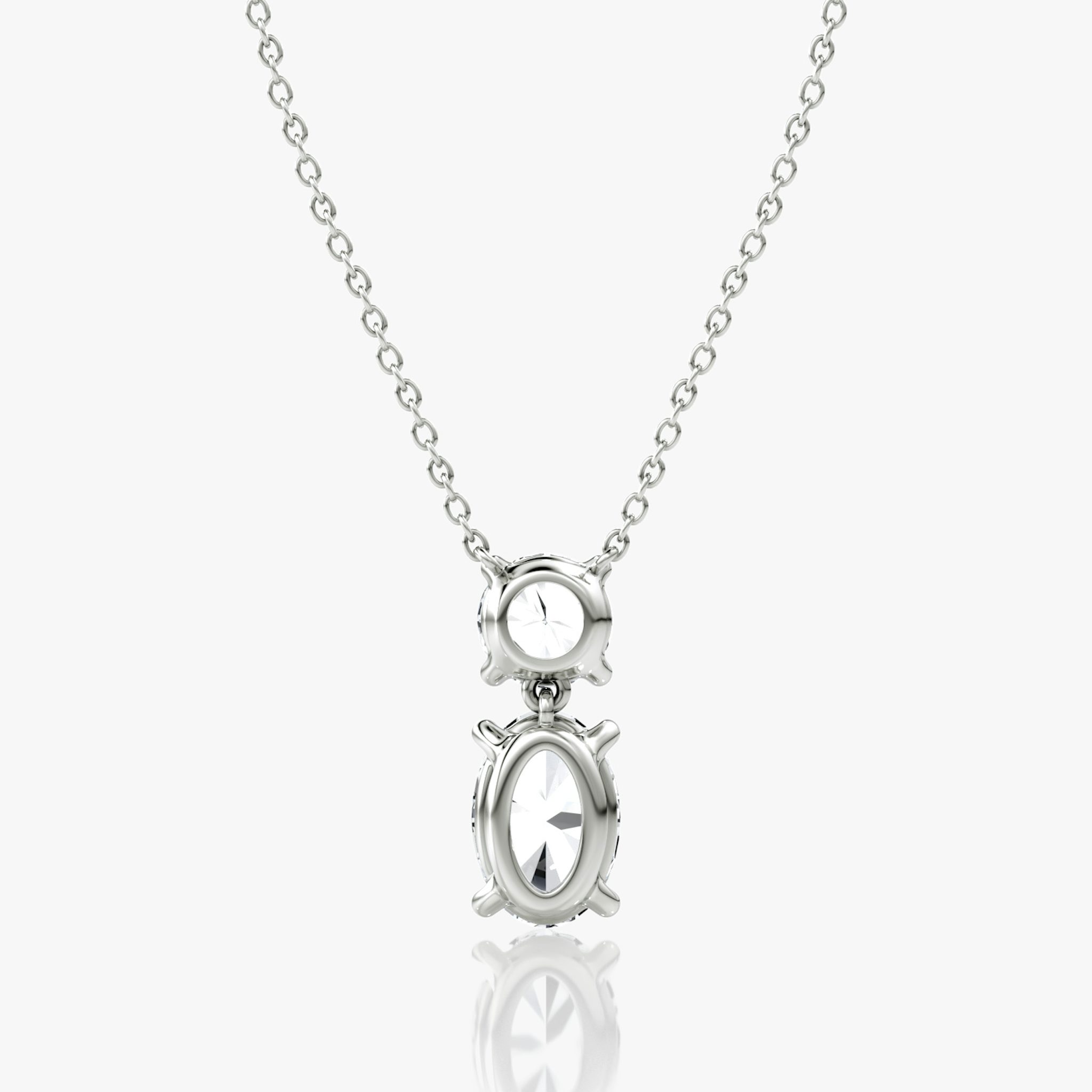 Signature Duo Drop Necklace | Round Brilliant and Oval | 14k | White Gold | caratWeight: 3ct